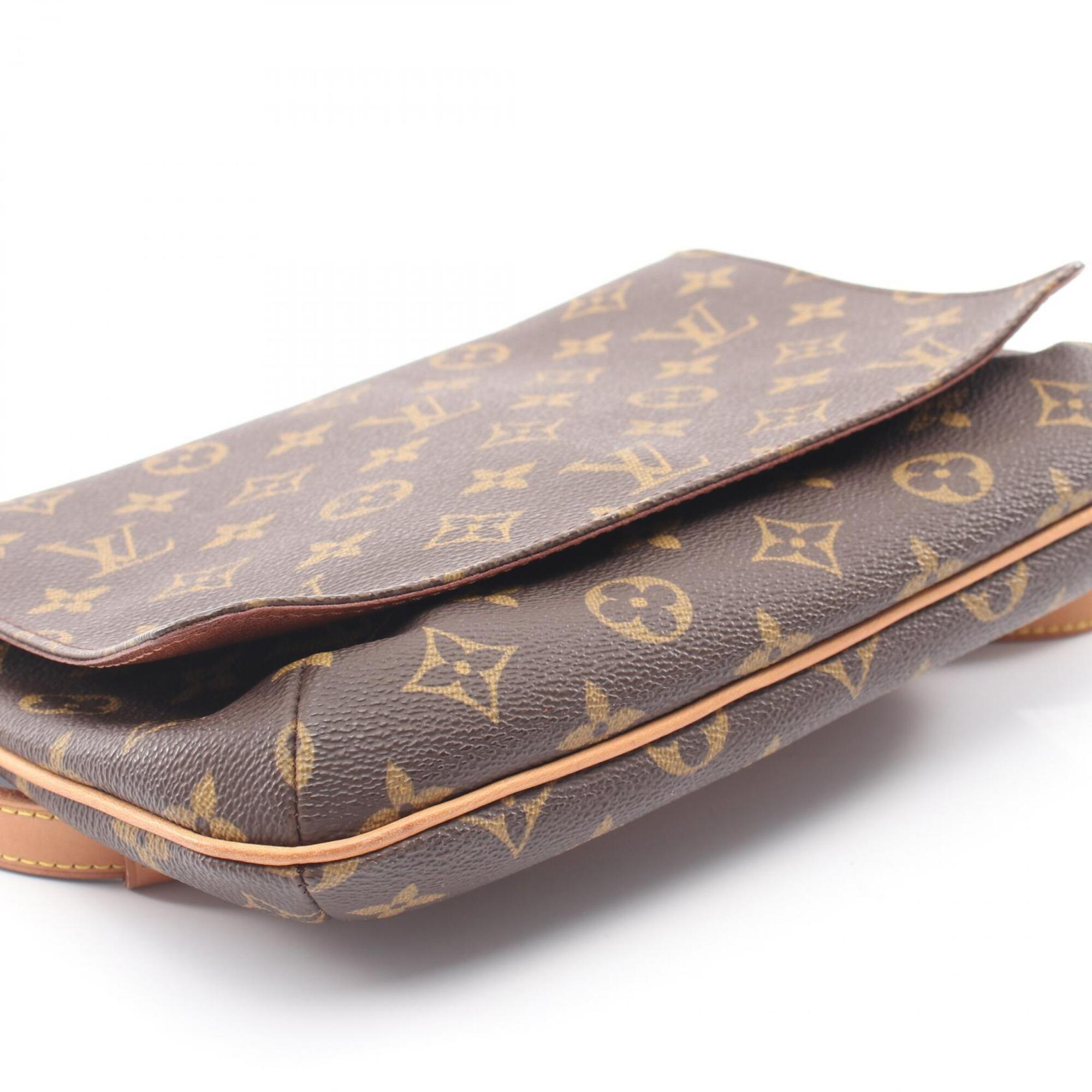 Louis Vuitton Brown Coated Canvas Leather Handbag Shoulder Bag (Pre-Owned)