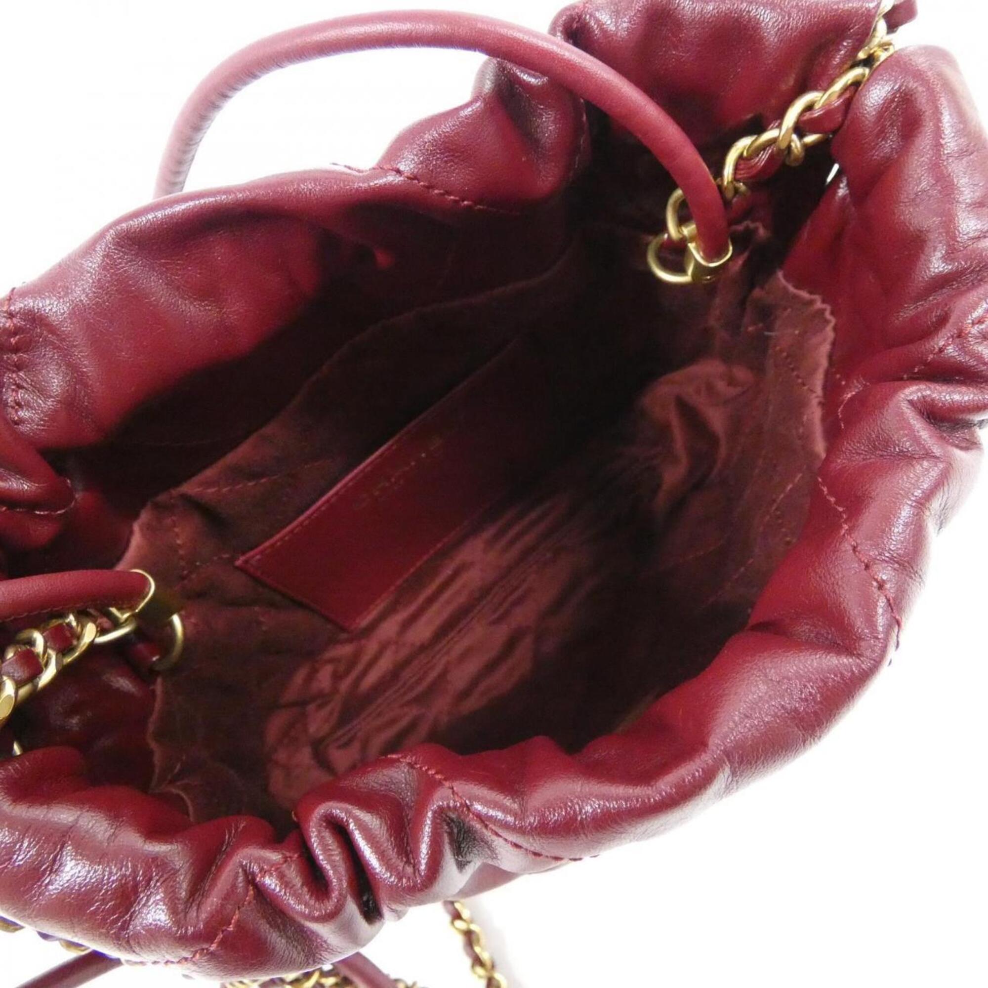 Chanel Bordeaux Leather Handbag (Pre-Owned)
