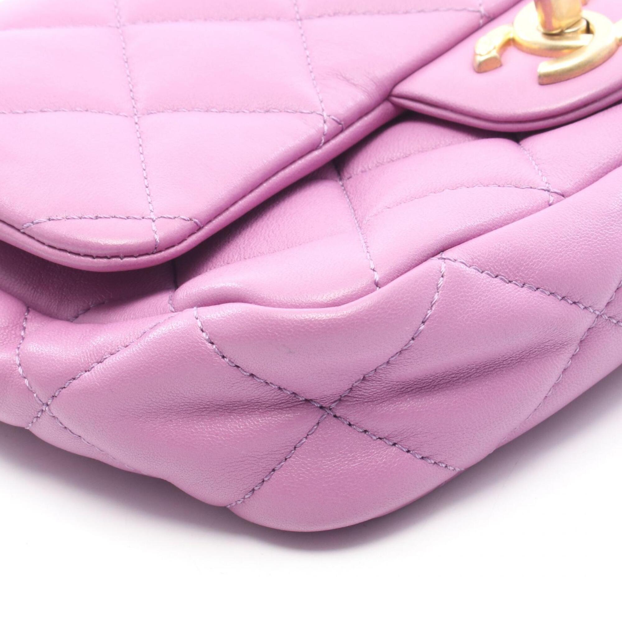 Chanel Purple Leather Handbag Shoulder Bag (Pre-Owned)