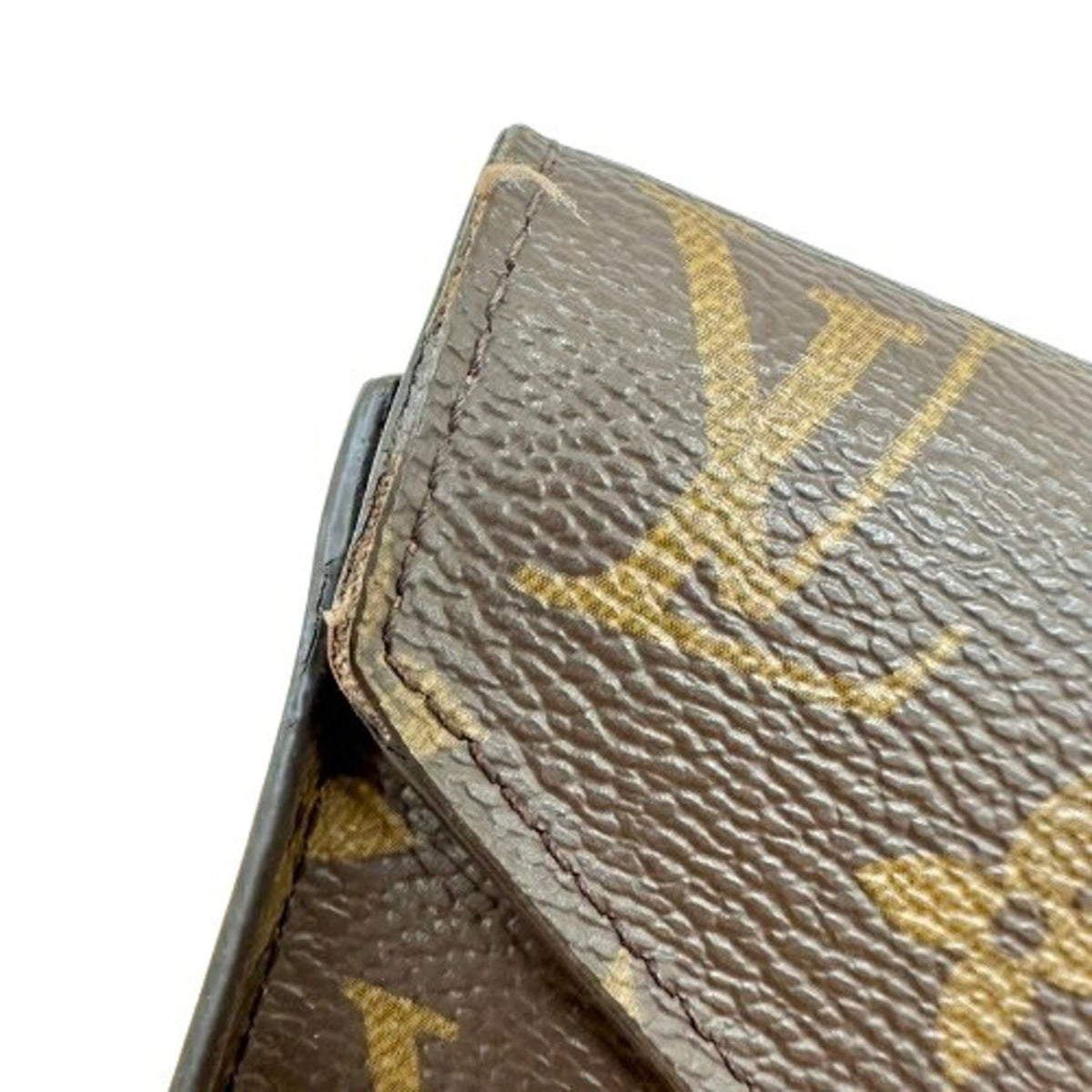 Louis Vuitton Monogram Brown Leather Wallet (Tri-Fold) (Pre-Owned)