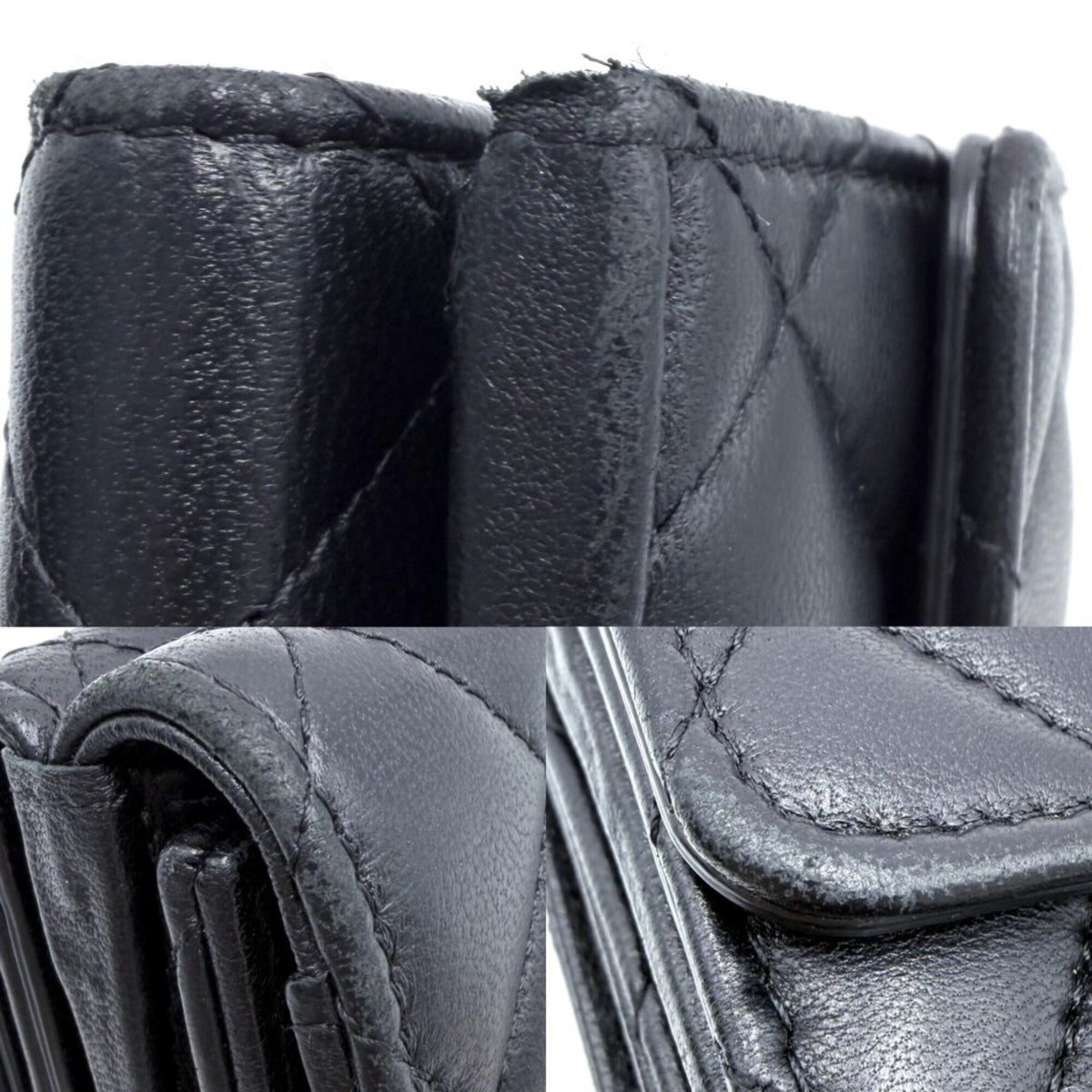 Chanel Black Rhinestone Leather Artificial Pearl Wallet (Tri-Fold) (Pre-Owned)