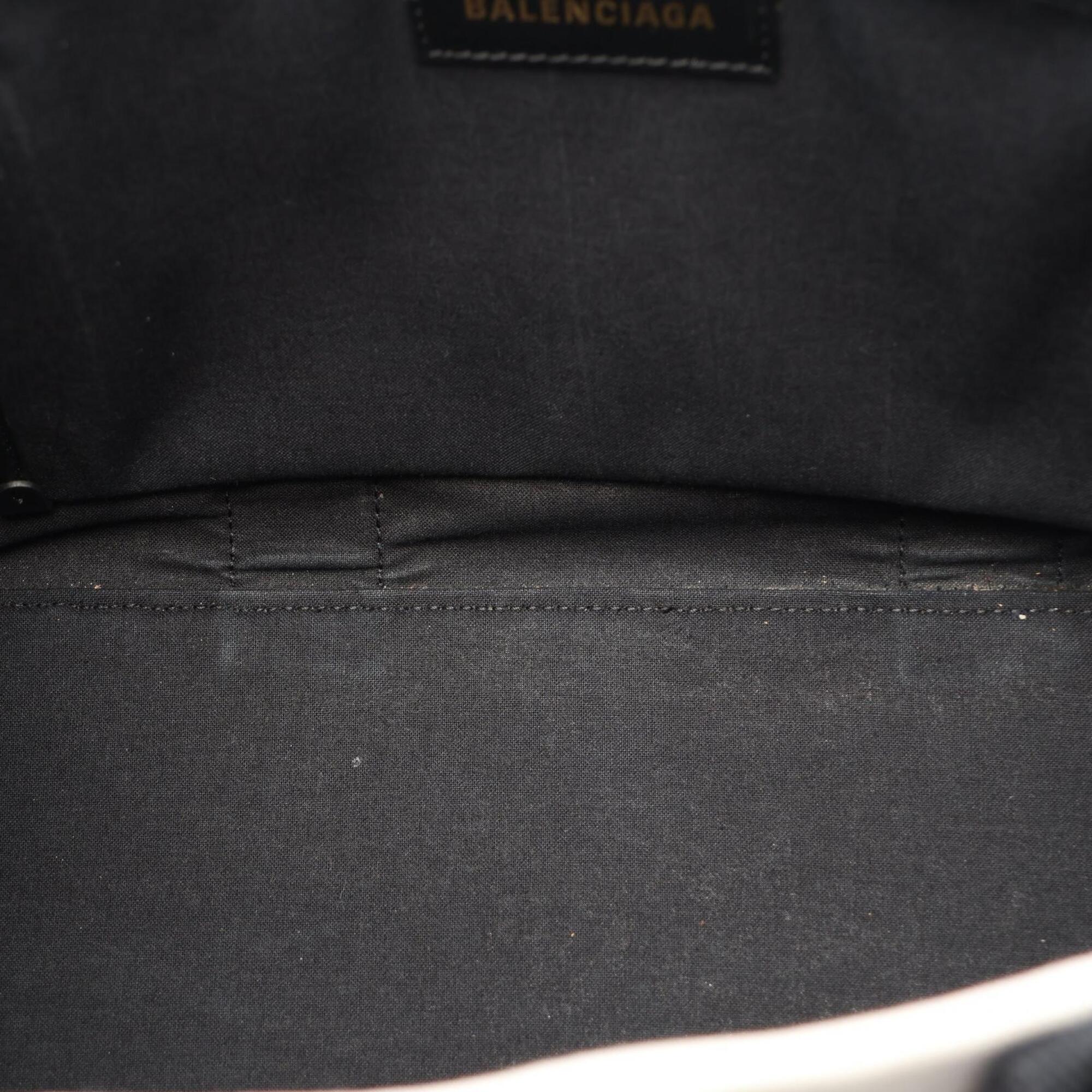 Balenciaga Black White Canvas Leather Handbag Tote Bag (Pre-Owned)