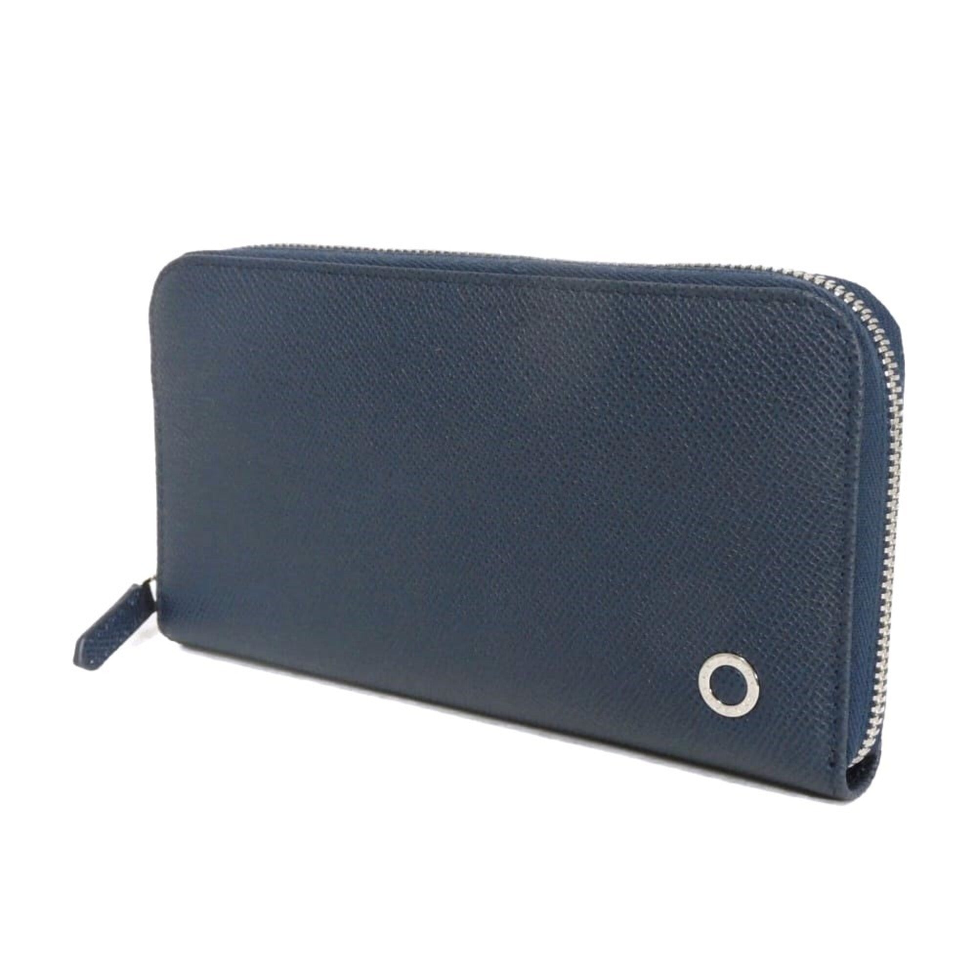 Bvlgari Blue Leather Long Wallet (Bi-Fold) (Pre-Owned)