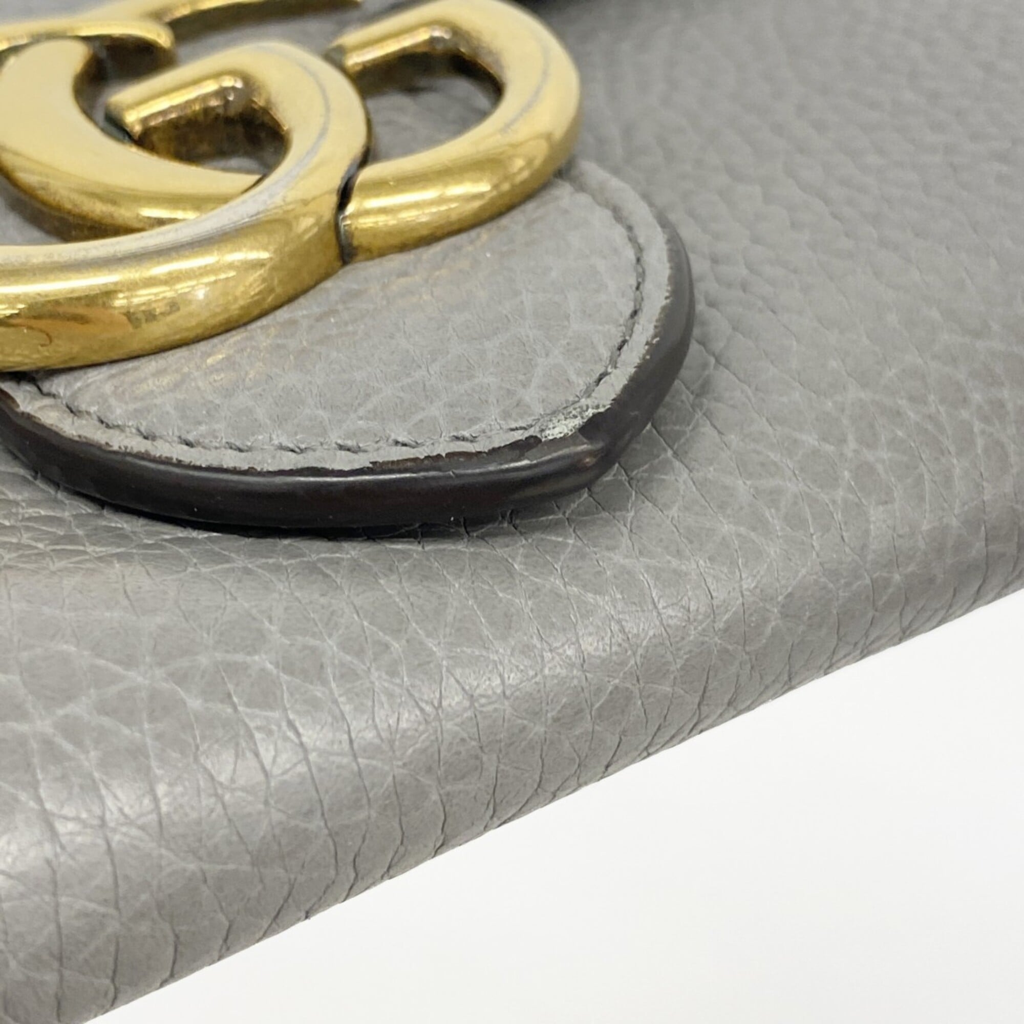Gucci Gray Leather Long Wallet (Bi-Fold) (Pre-Owned)