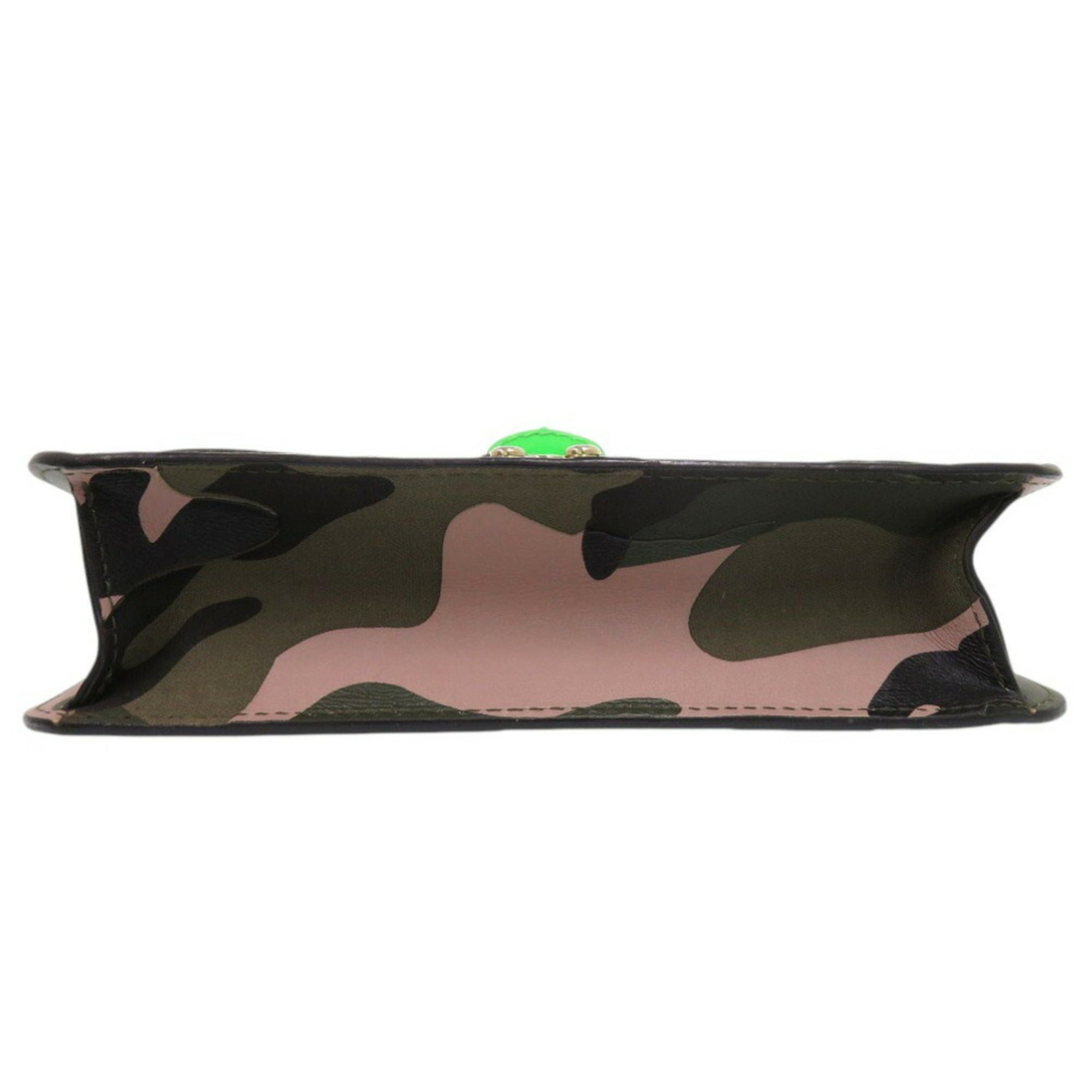 Valentino Garavani Camouflage Green Canvas Leather Shoulder Bag (Pre-Owned)
