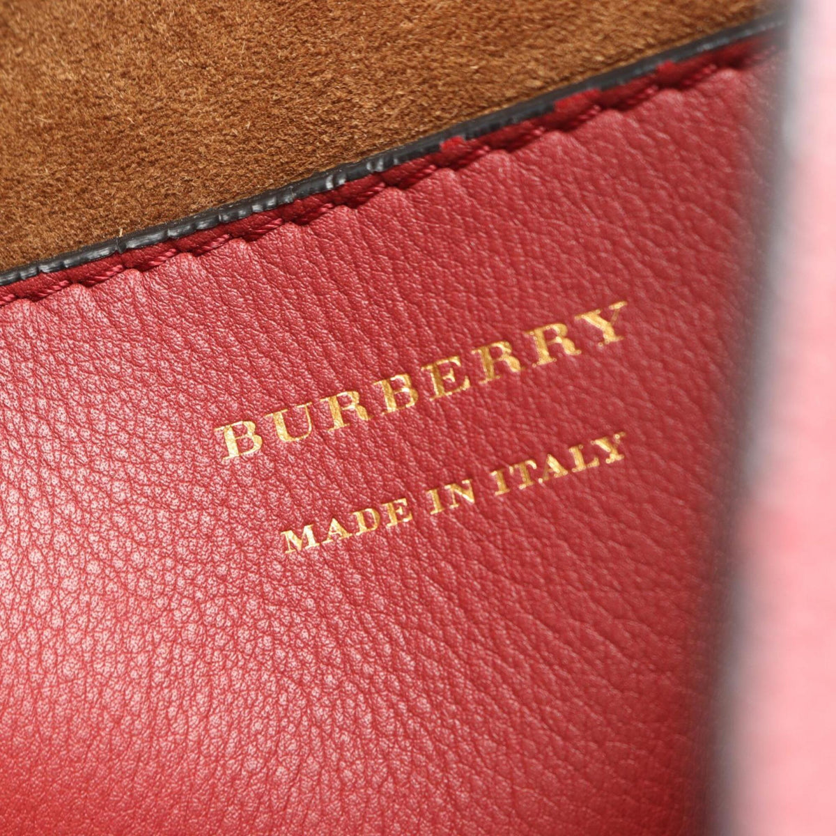 Burberry Red Color Leather Backpack Handbag (Pre-Owned)