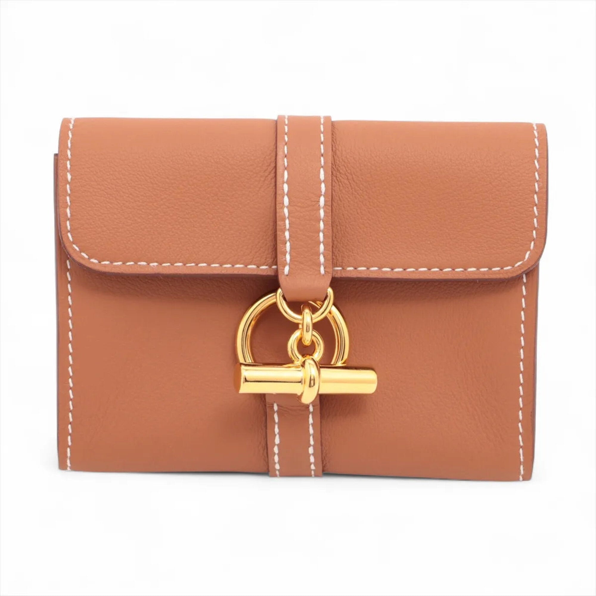 Hermes Brown Leather Coin Purse/Coin Case (Pre-Owned)