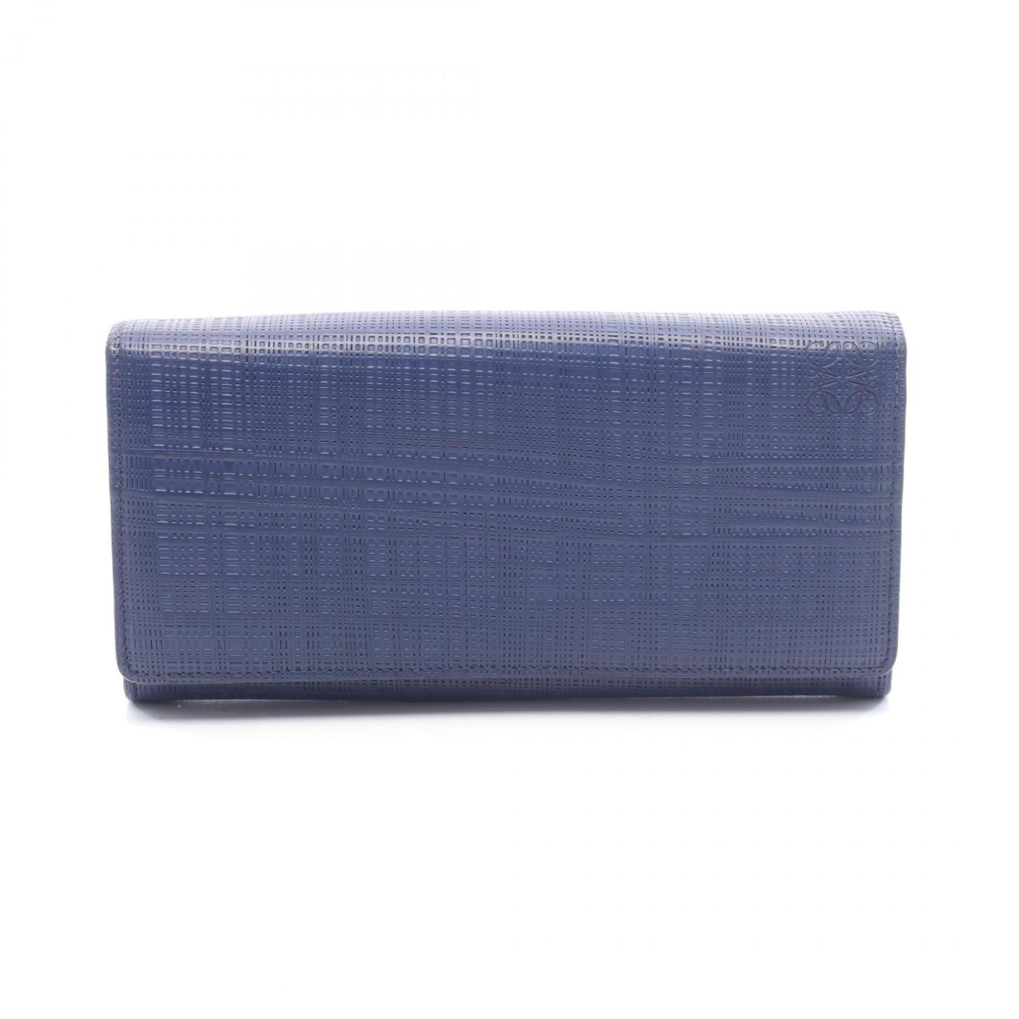Loewe Navy Leather Long Wallet (Bi-Fold) (Pre-Owned)