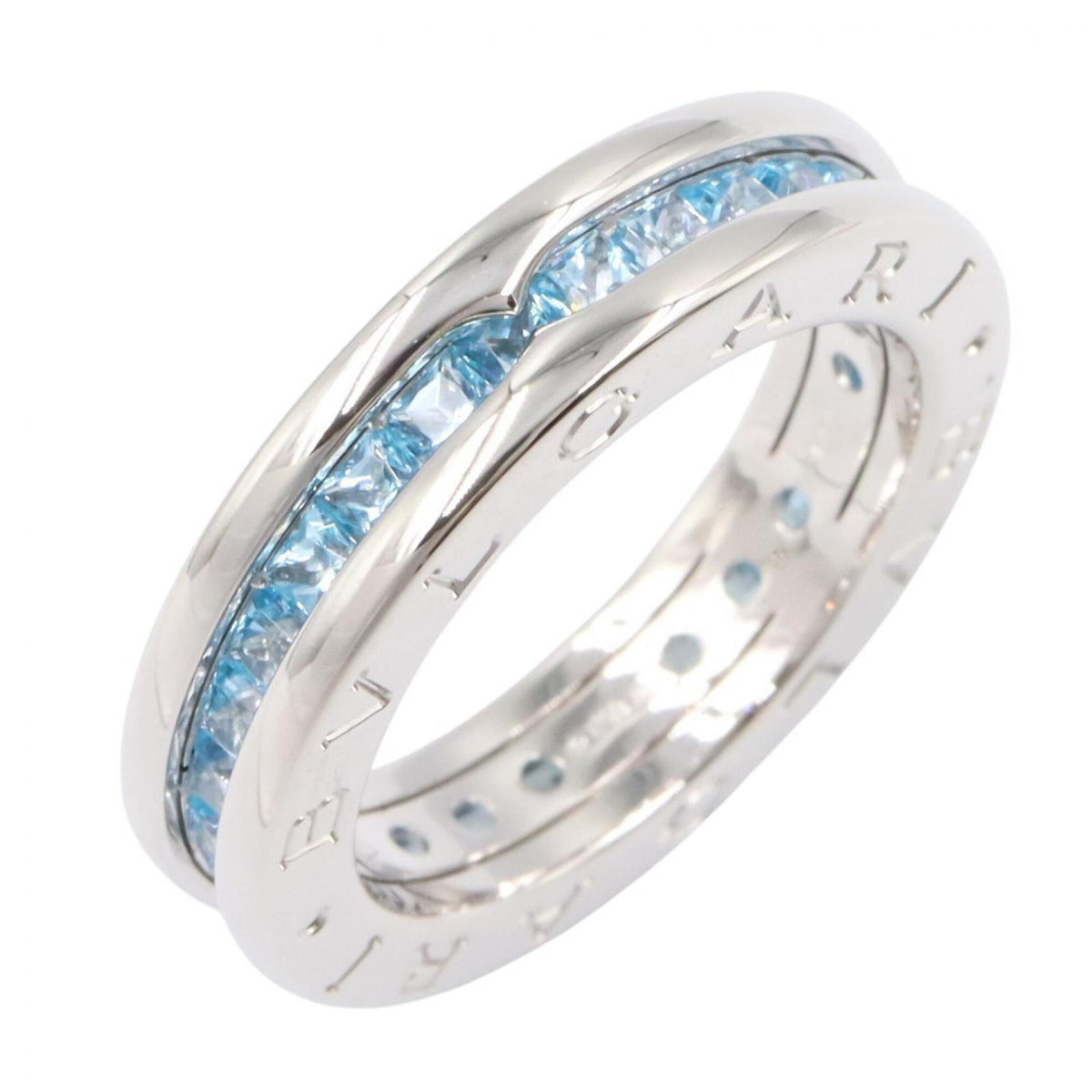 Bvlgari Silver Blue White Gold (18K) Band Ring (Pre-Owned)