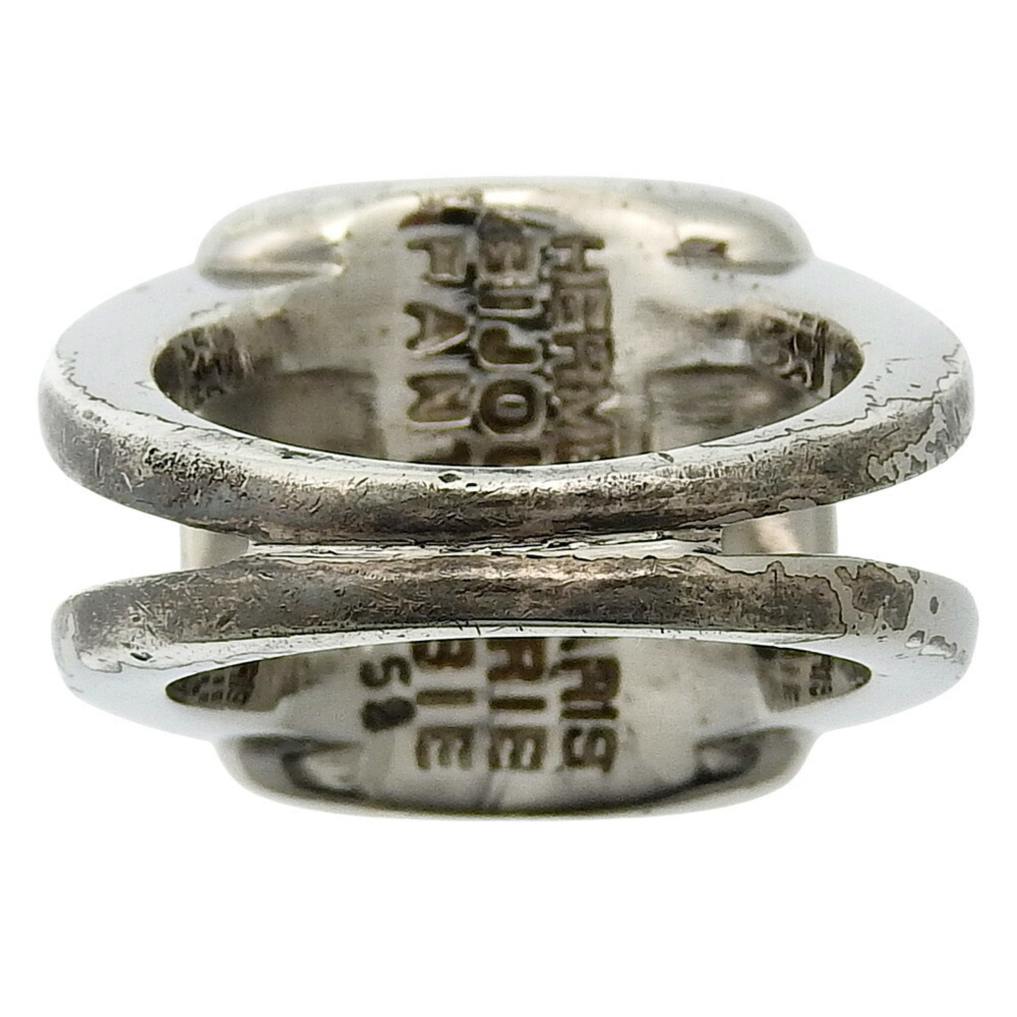 Hermes Sellier Silver Band Ring (Pre-Owned)