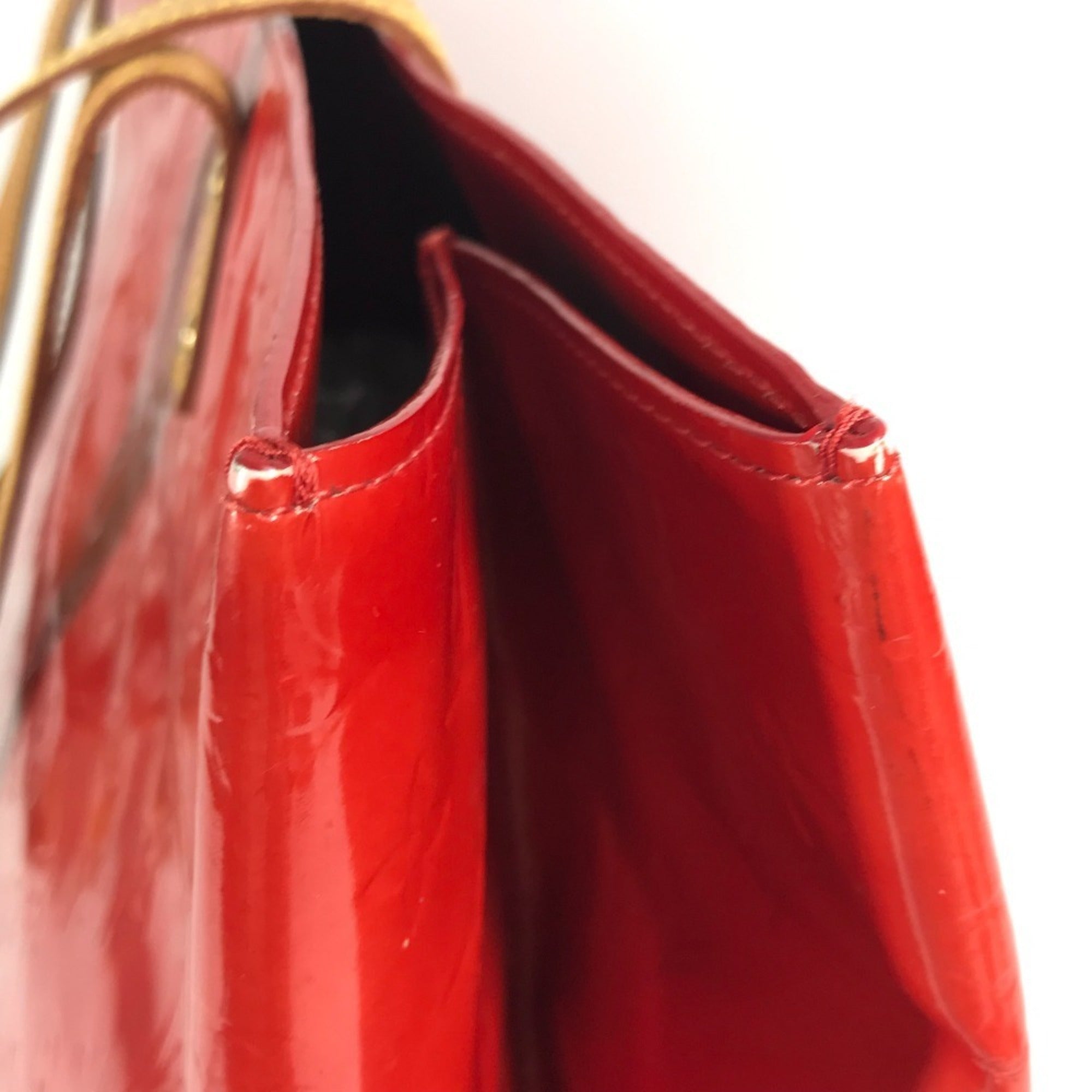 Louis Vuitton Red Color Rouge Monogram Vernis Canvas Boston Bag Shoulder Bag Tote Bag (Pre-Owned)