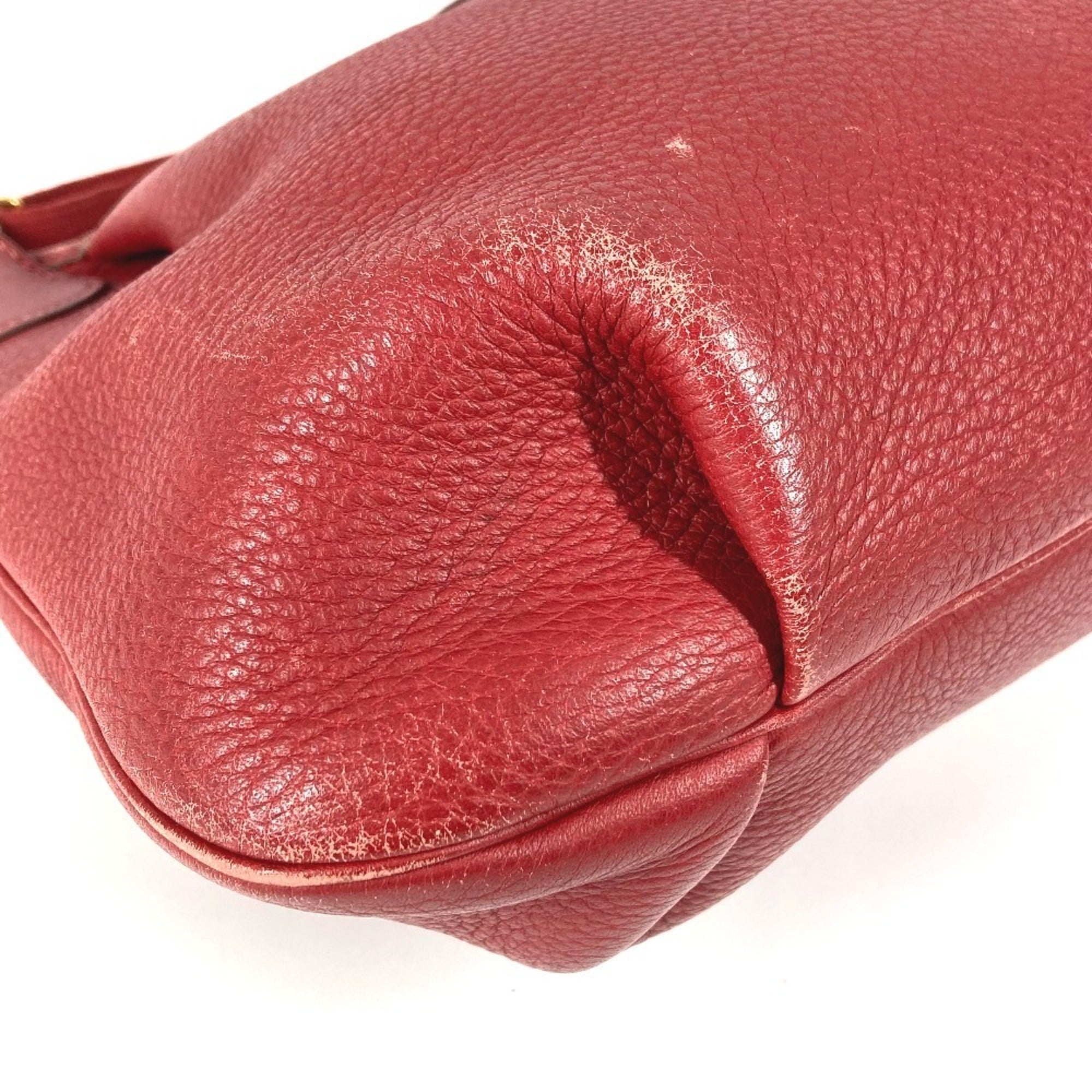 Hermes Red Color Leather Pochette Shoulder Bag (Pre-Owned)