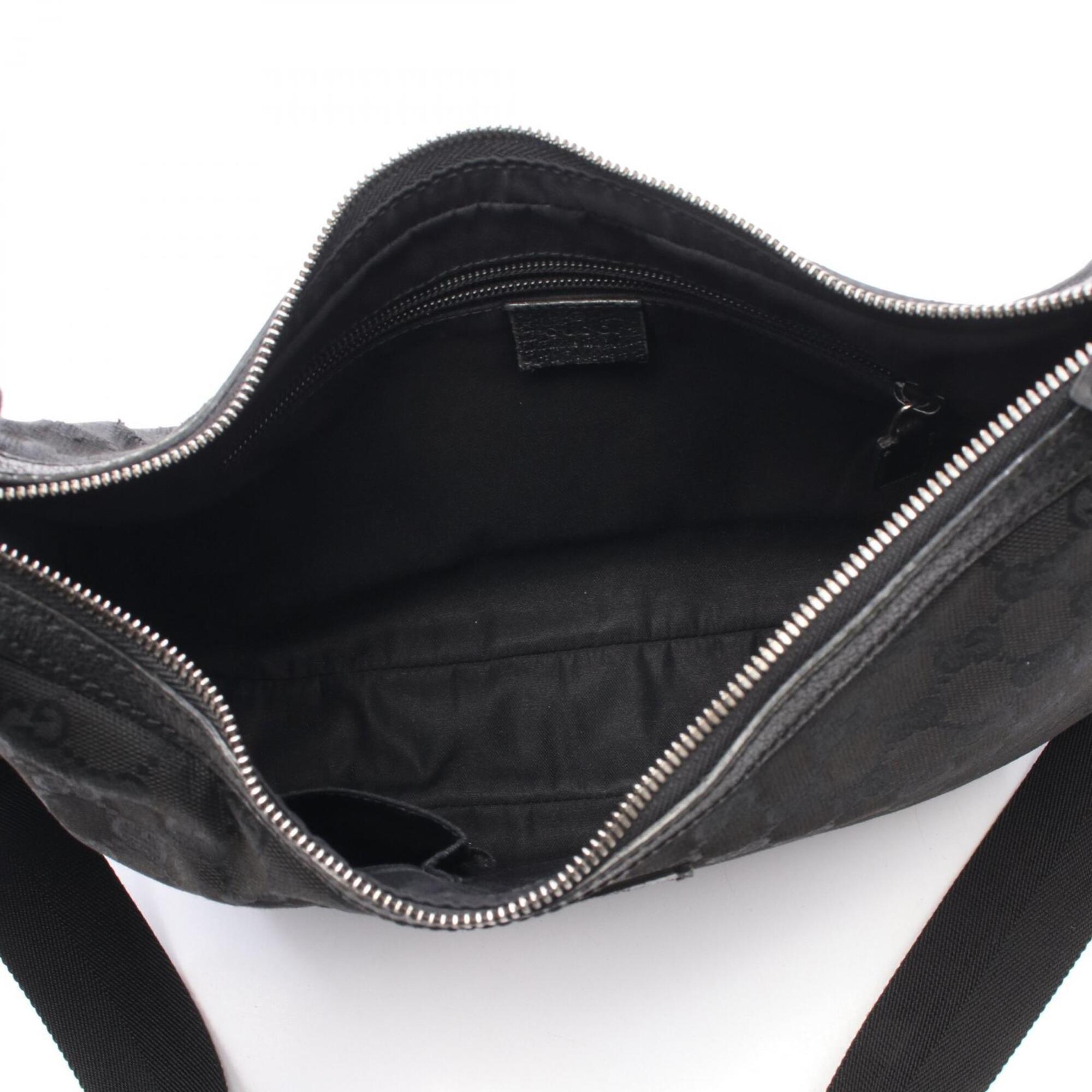 Gucci Black Canvas Leather Handbag Shoulder Bag (Pre-Owned)