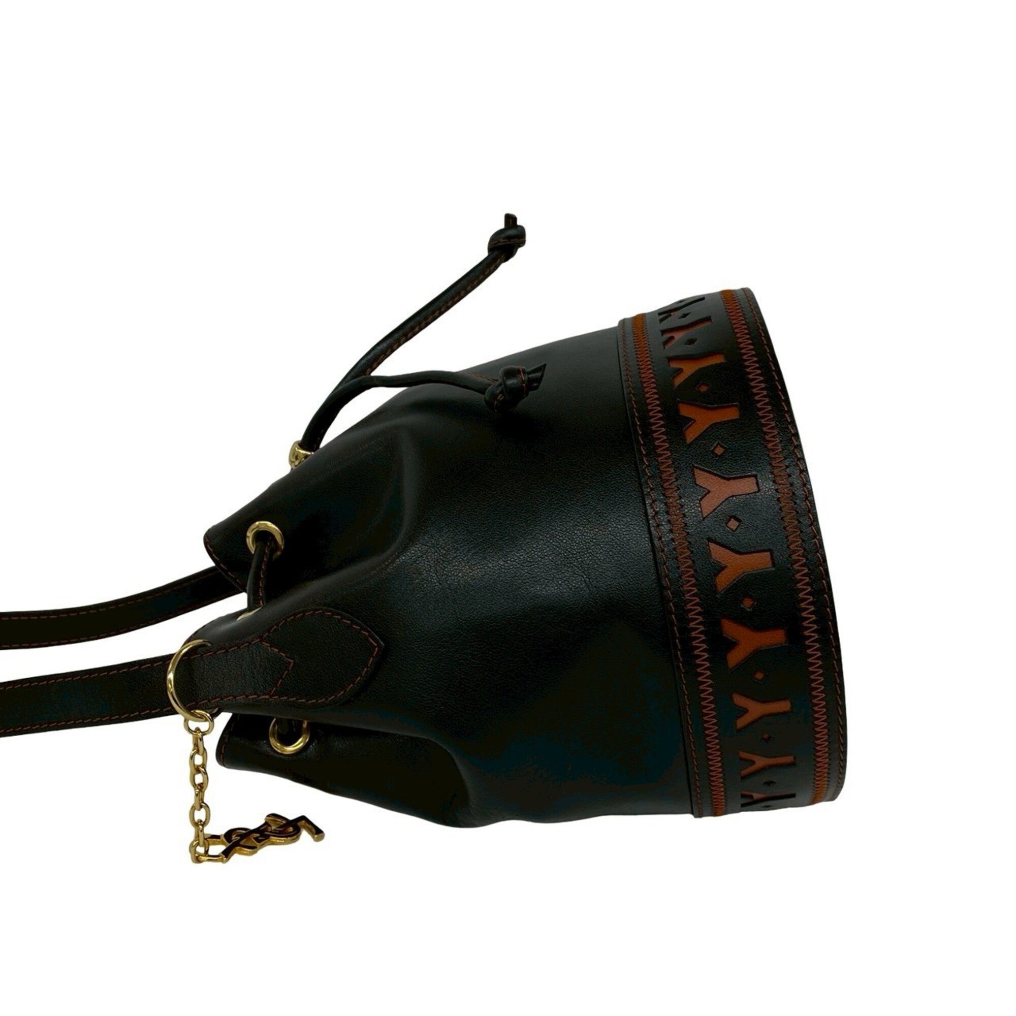 Yves Saint Laurent Black Orange Leather Shoulder Bag (Pre-Owned)