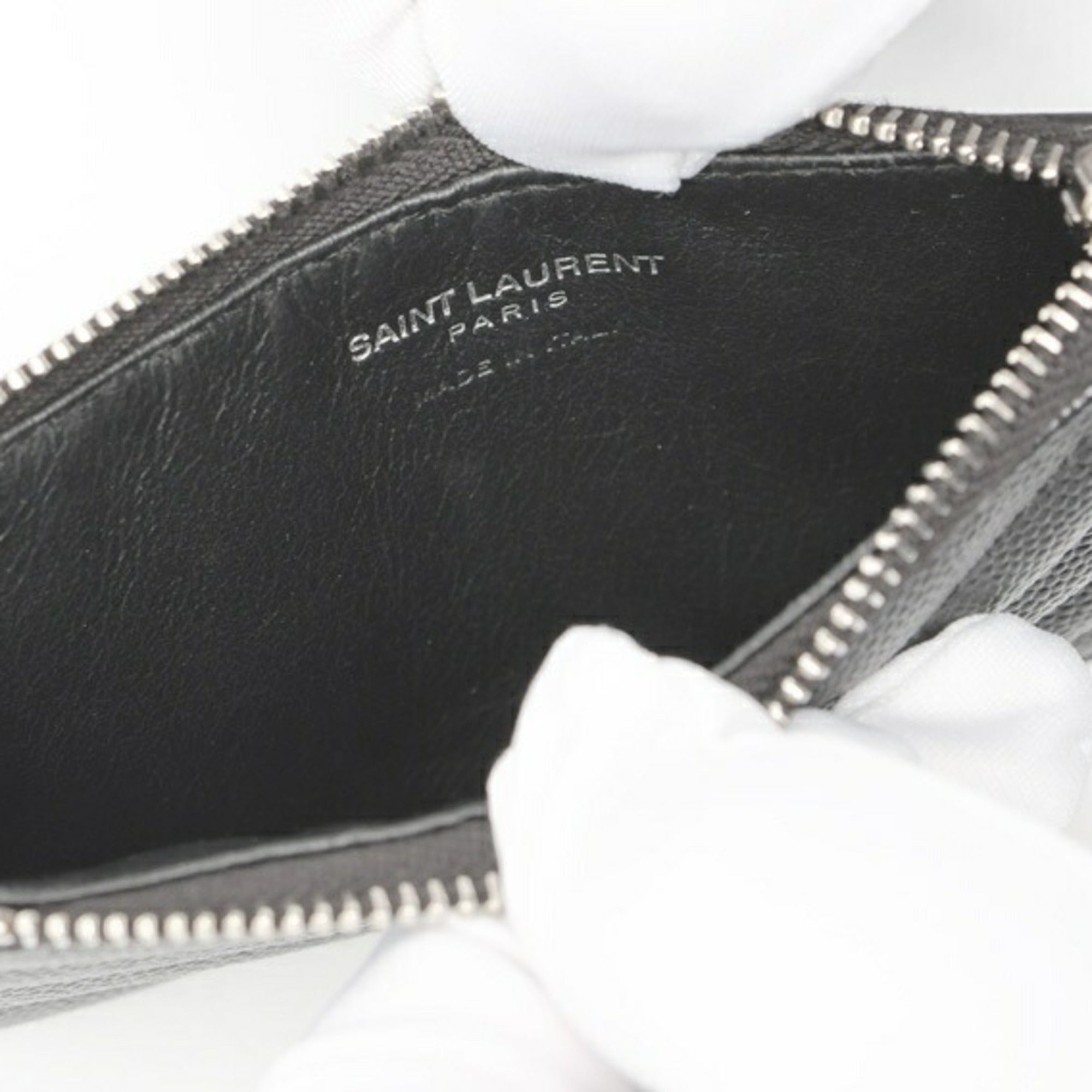 Saint Laurent Black Leather Coin Purse/Coin Case (Pre-Owned)