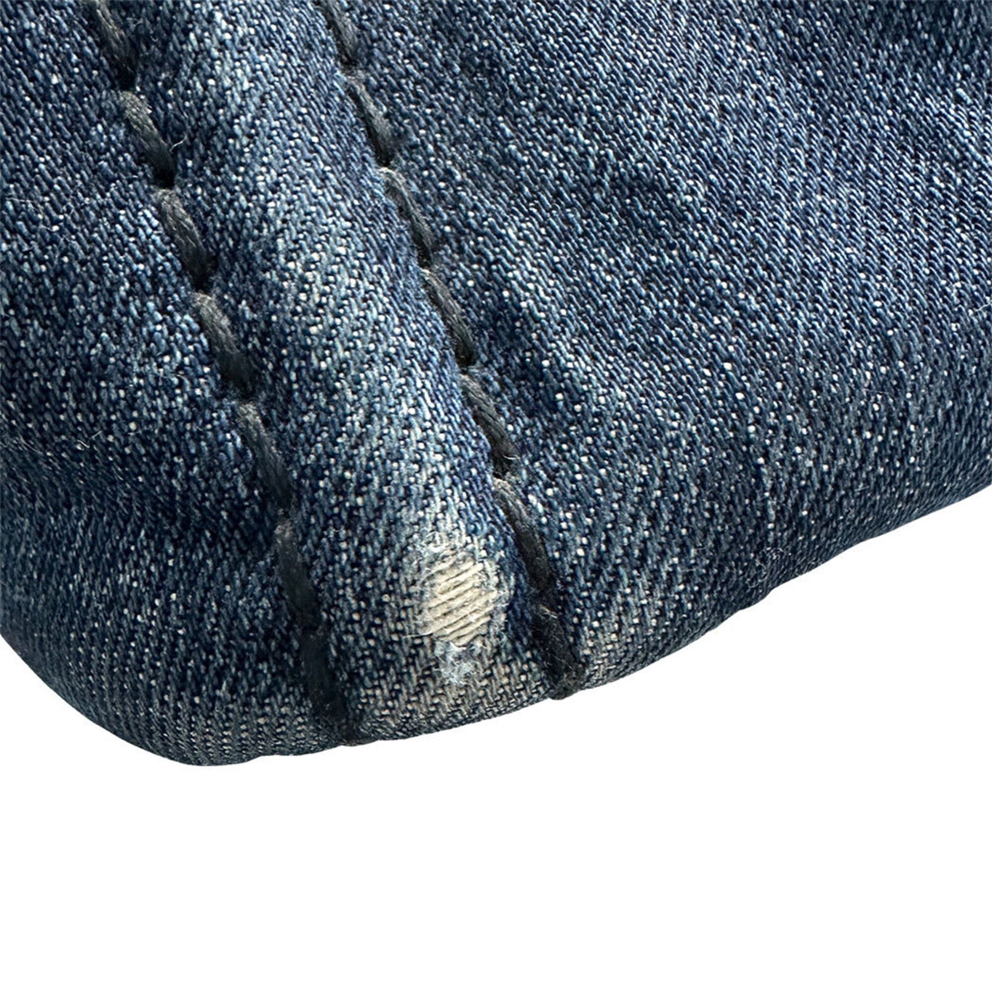 Prada Dark Blue Denim Handbag Shoulder Bag (Pre-Owned)