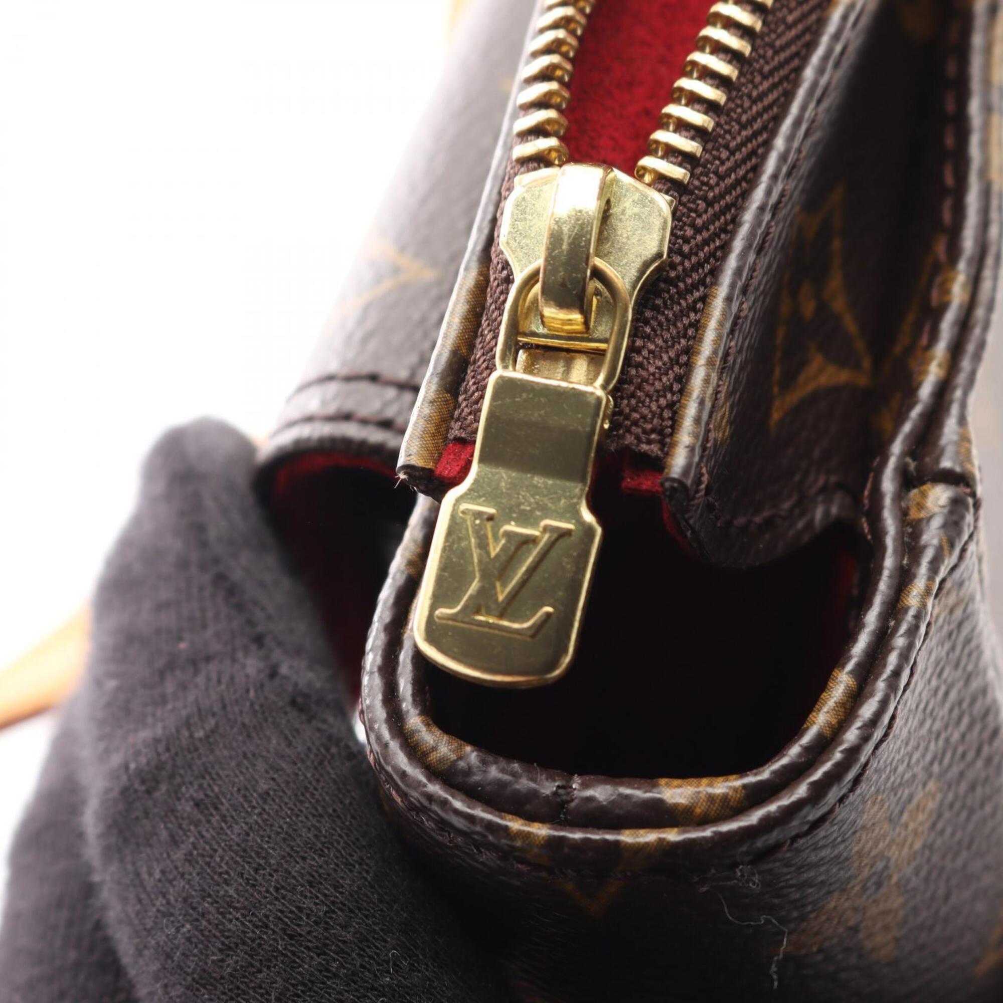 Louis Vuitton Brown Coated Canvas Leather Handbag Shoulder Bag (Pre-Owned)