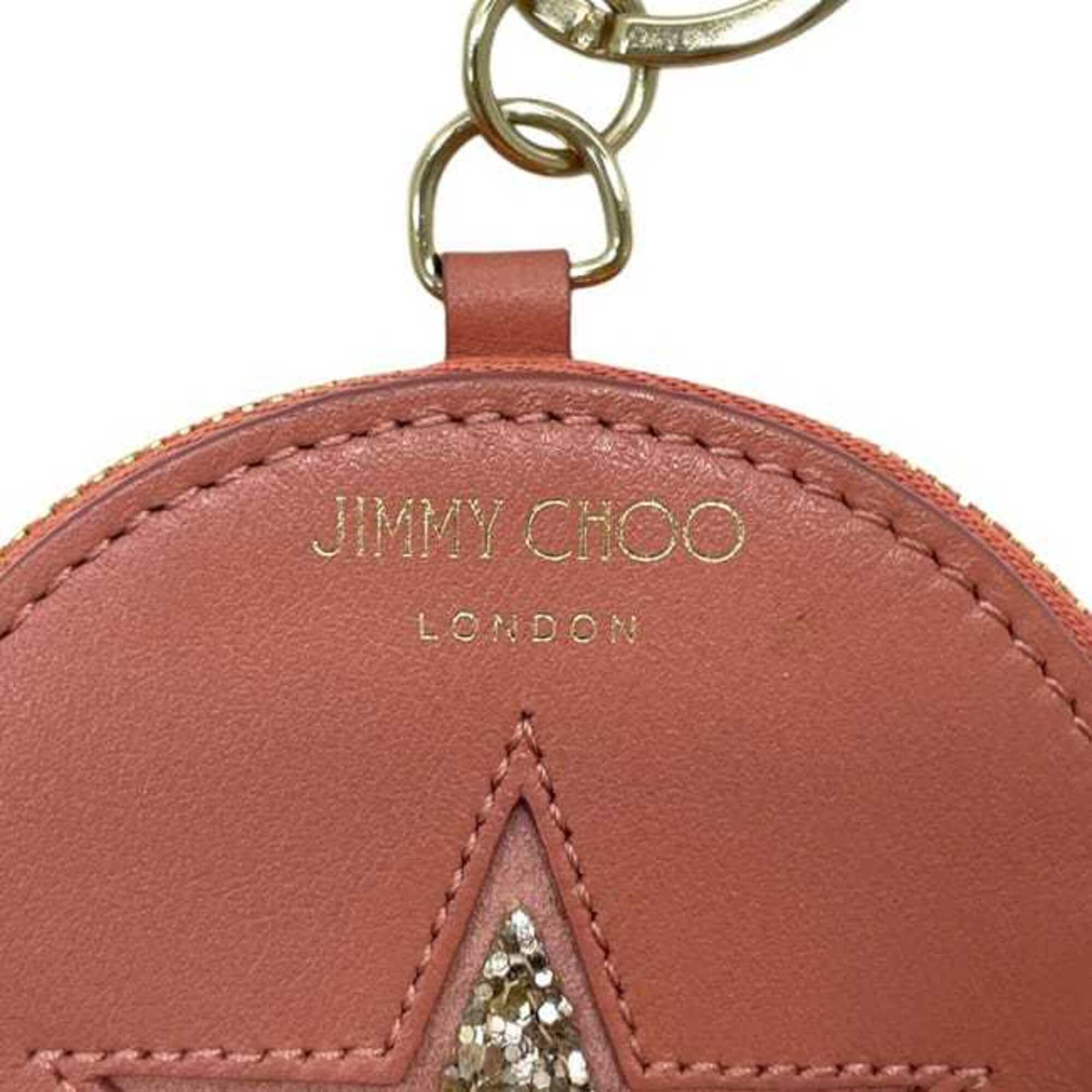 Jimmy Choo Salmon Pink Leather Spangles Coin Purse/Coin Case (Pre-Owned)