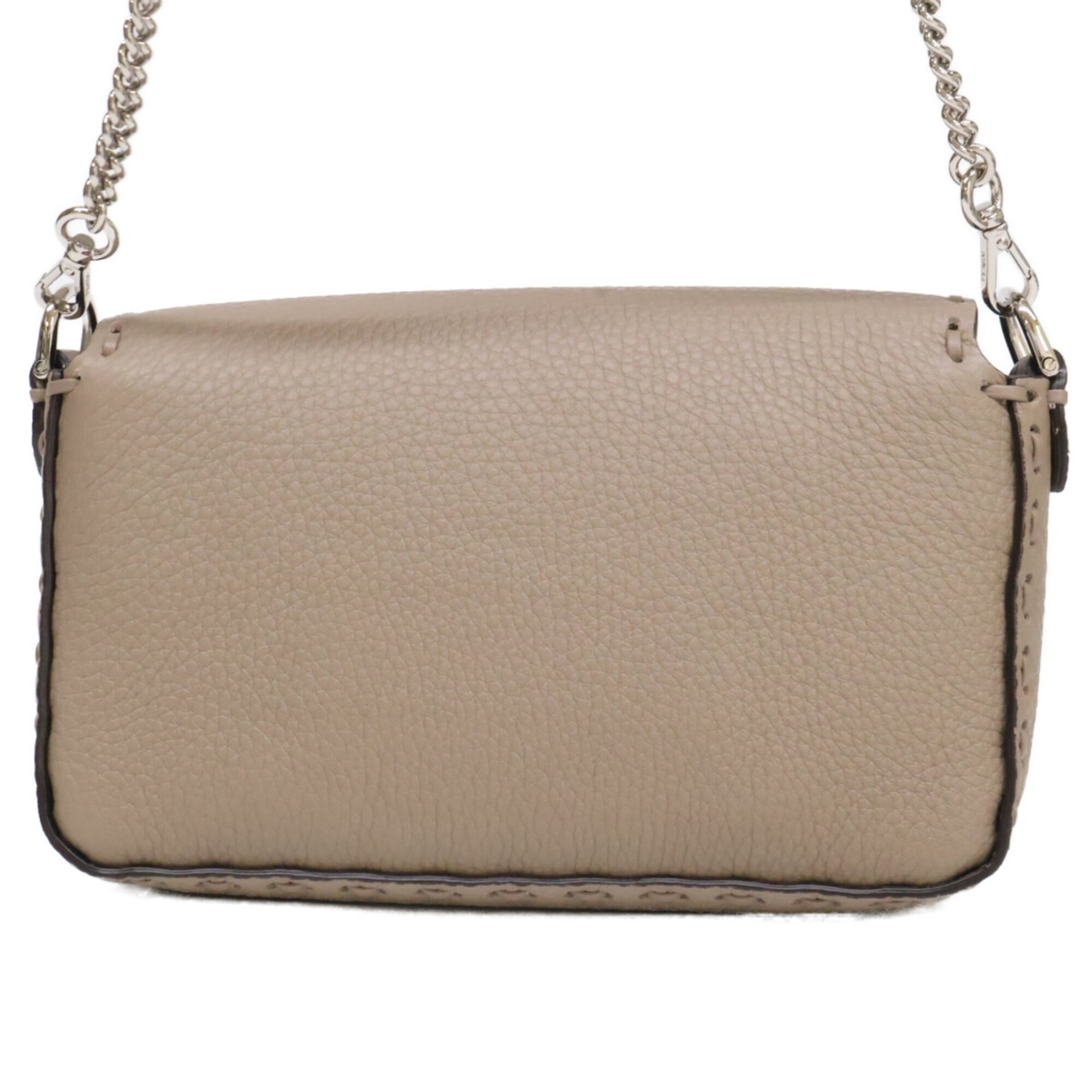 Fendi Silver Leather Handbag Shoulder Bag (Pre-Owned)