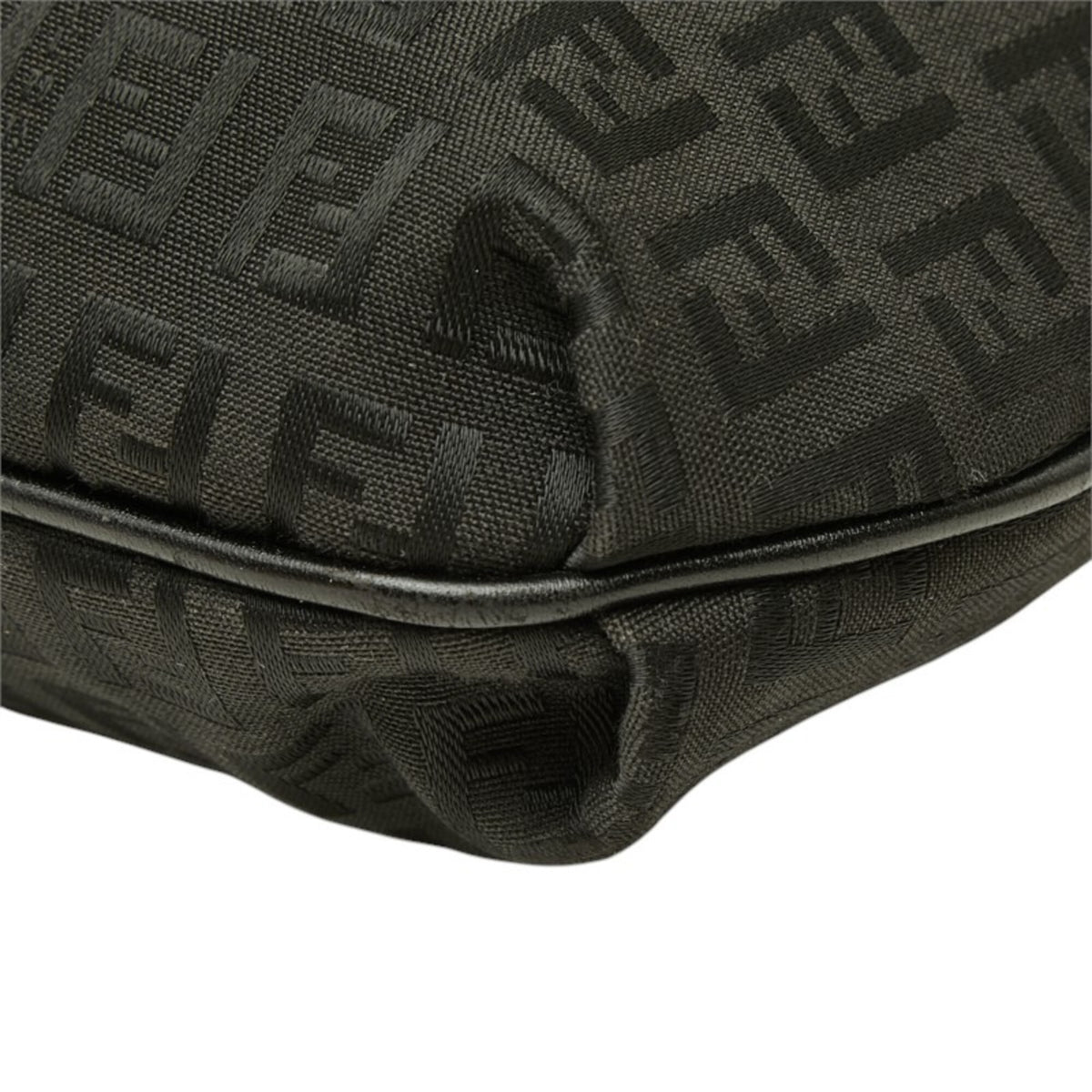 Fendi Black Canvas Leather Jacquard Shoulder Bag (Pre-Owned)