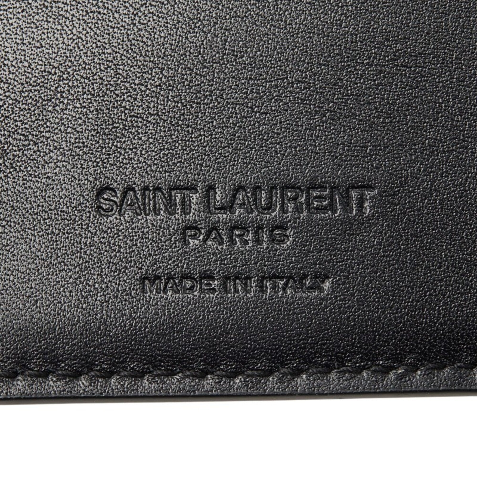 Saint Laurent Black Leather Long Wallet (Bi-Fold) (Pre-Owned)