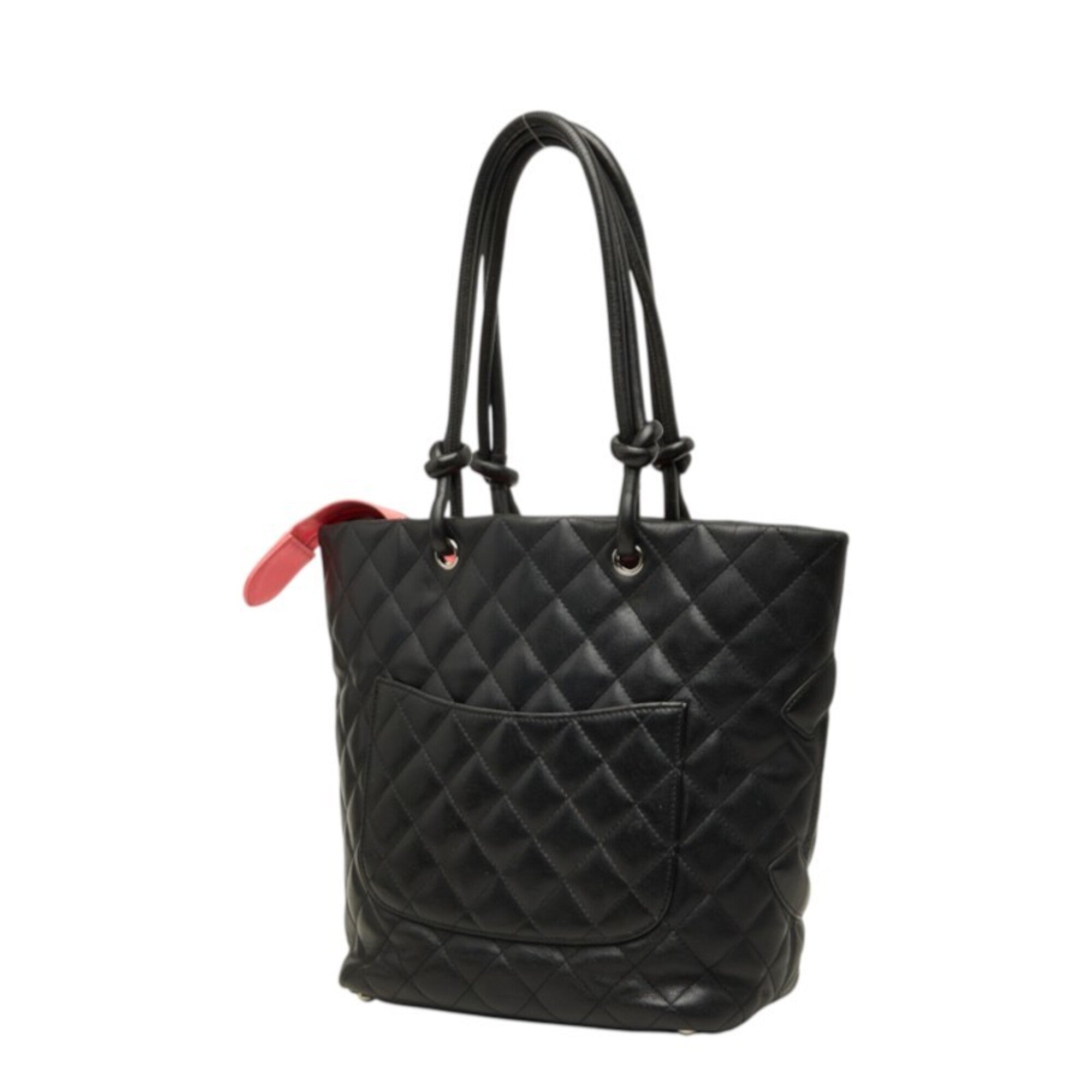 Chanel Black Pink Leather Handbag Tote Bag (Pre-Owned)
