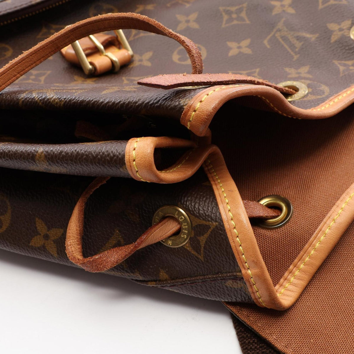 Louis Vuitton Brown Monogram Coated Canvas Leather Backpack (Pre-Owned)