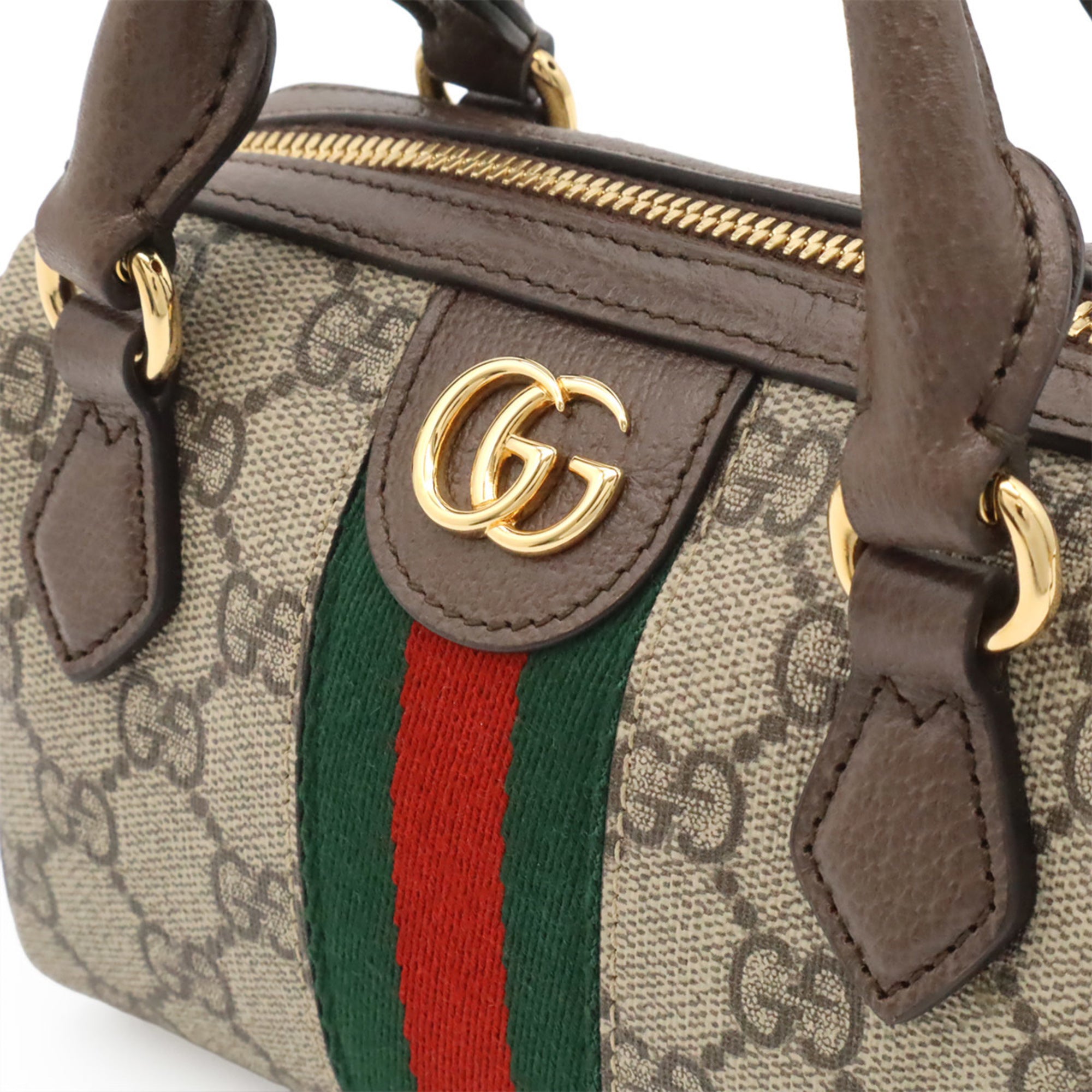 Gucci Beige Brown Green Gg Supreme Handbag Shoulder Bag (Pre-Owned)