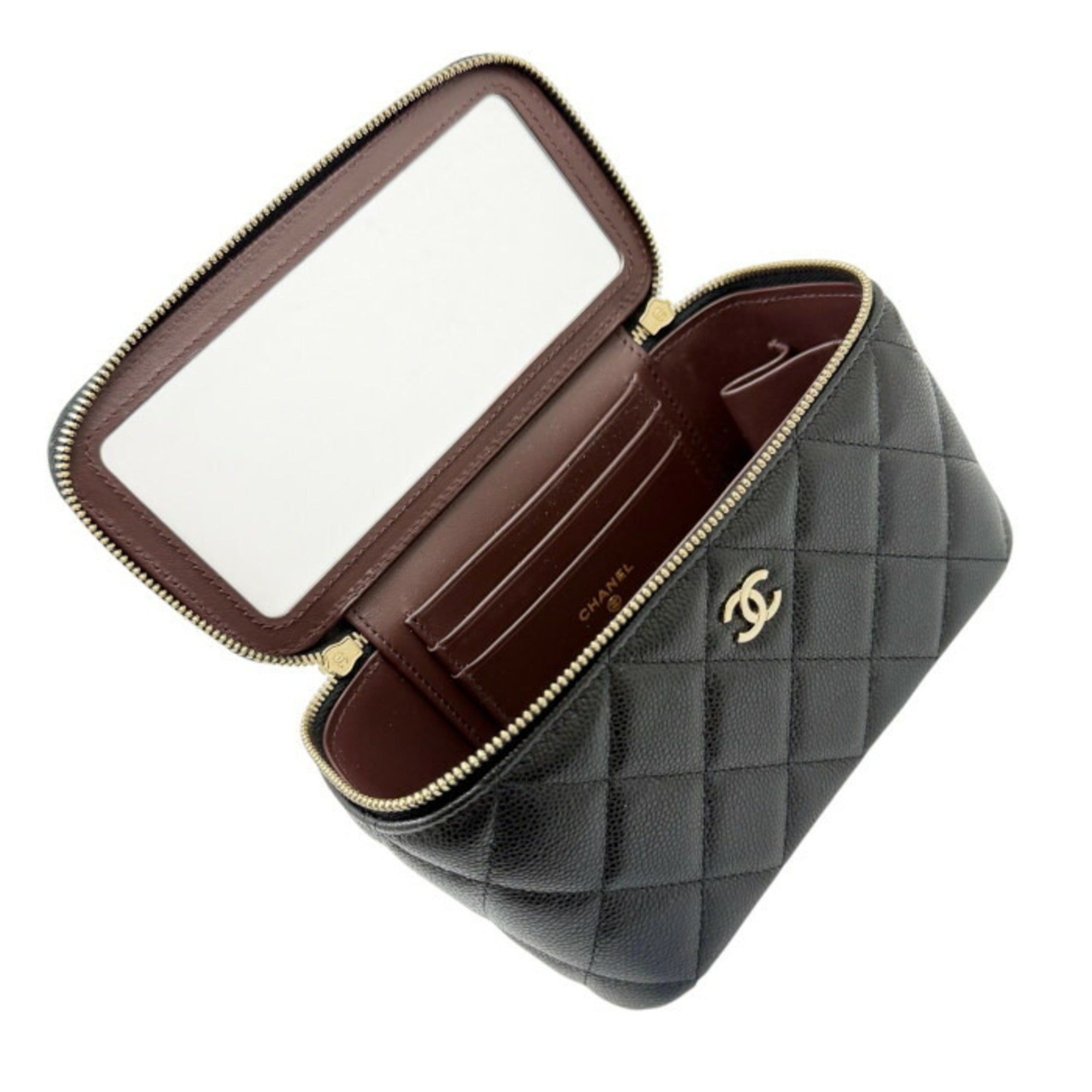 Chanel Black Grained Calfskin Shoulder Bag Vanity Bag (Pre-Owned)