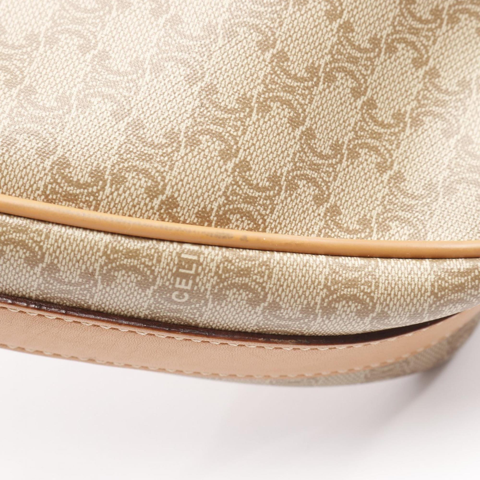 Celine Beige Brown Coated Canvas Shoulder Bag (Pre-Owned)