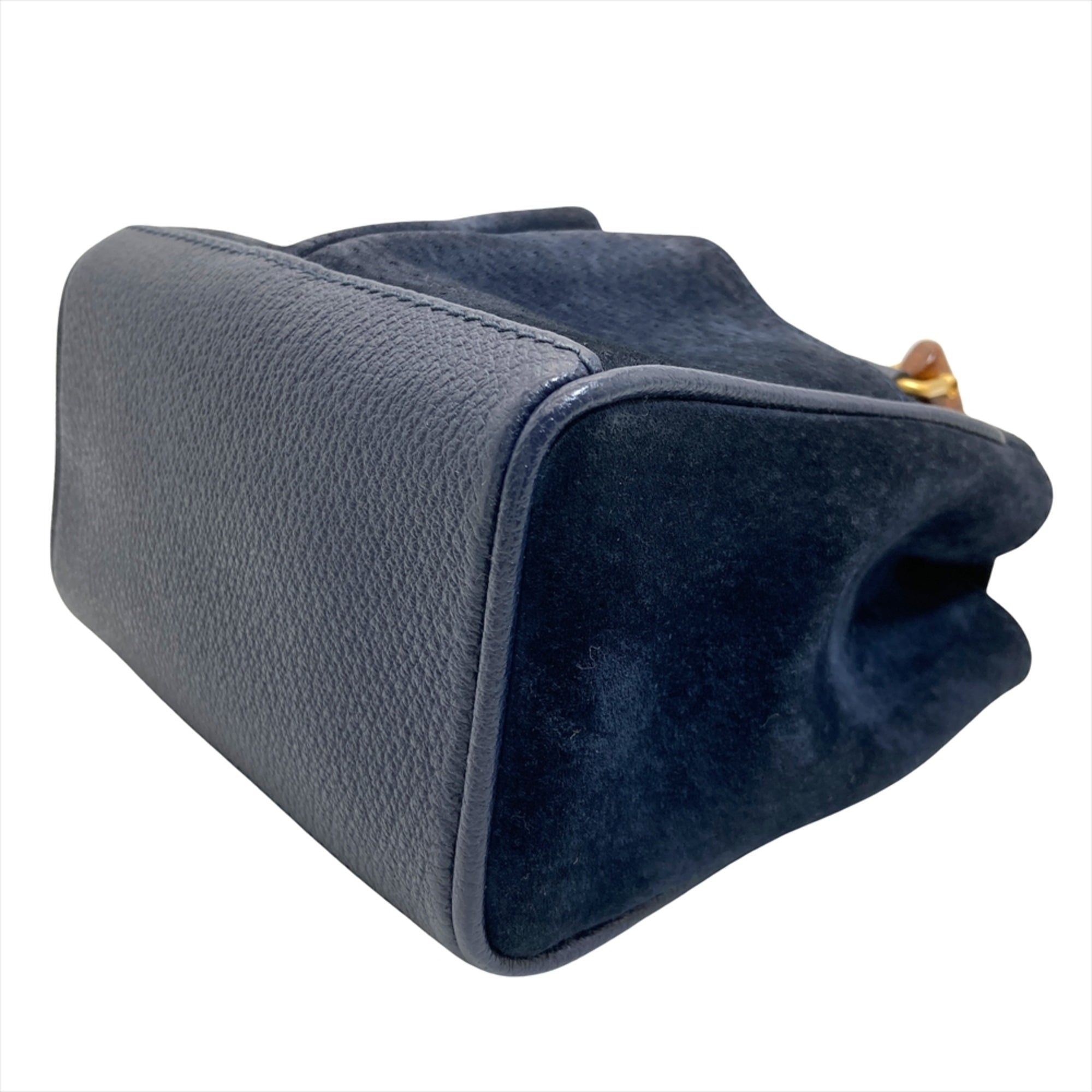 Gucci Navy Suede Leather Shoulder Bag (Pre-Owned)
