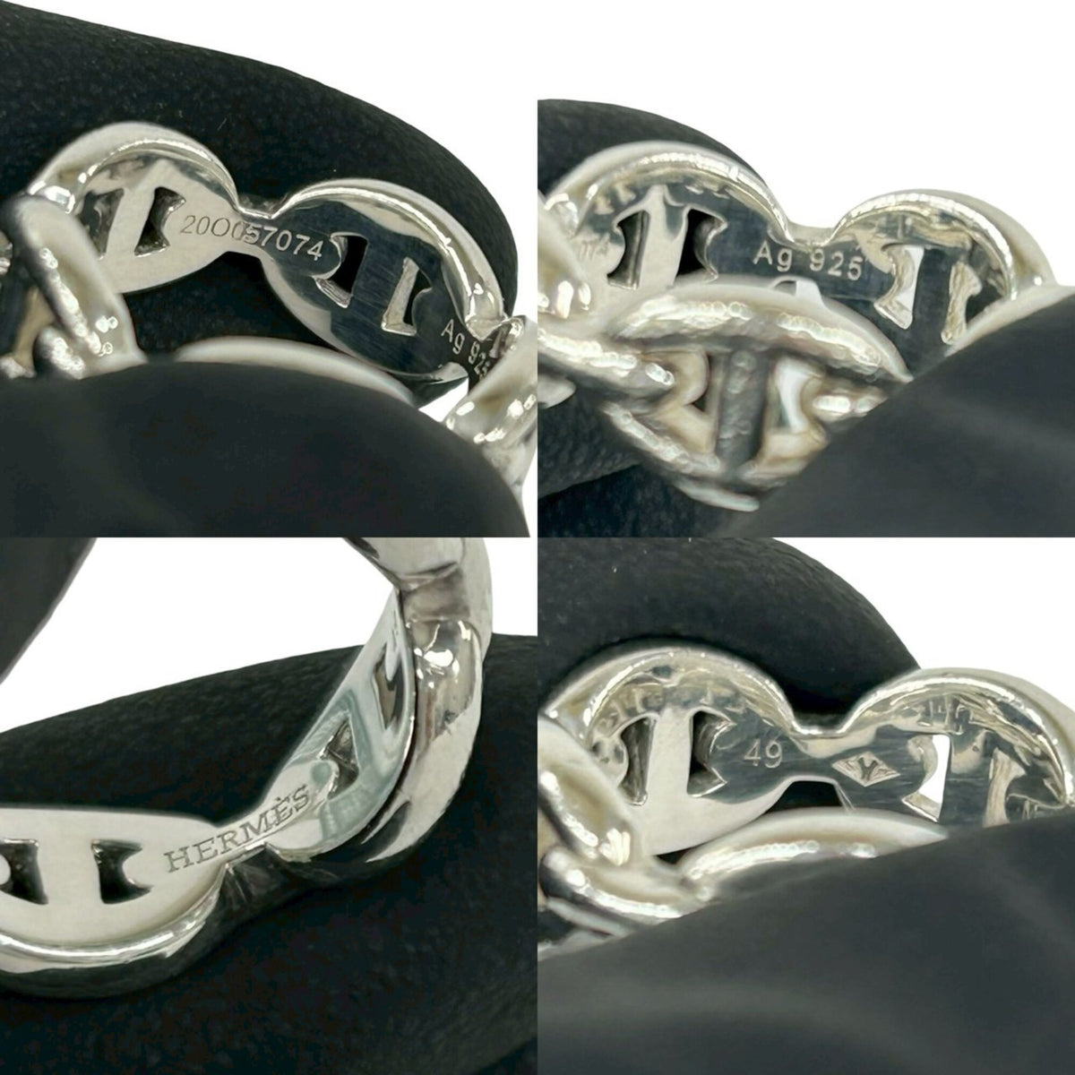 Hermes Silver Silver 925 Band Ring (Pre-Owned)