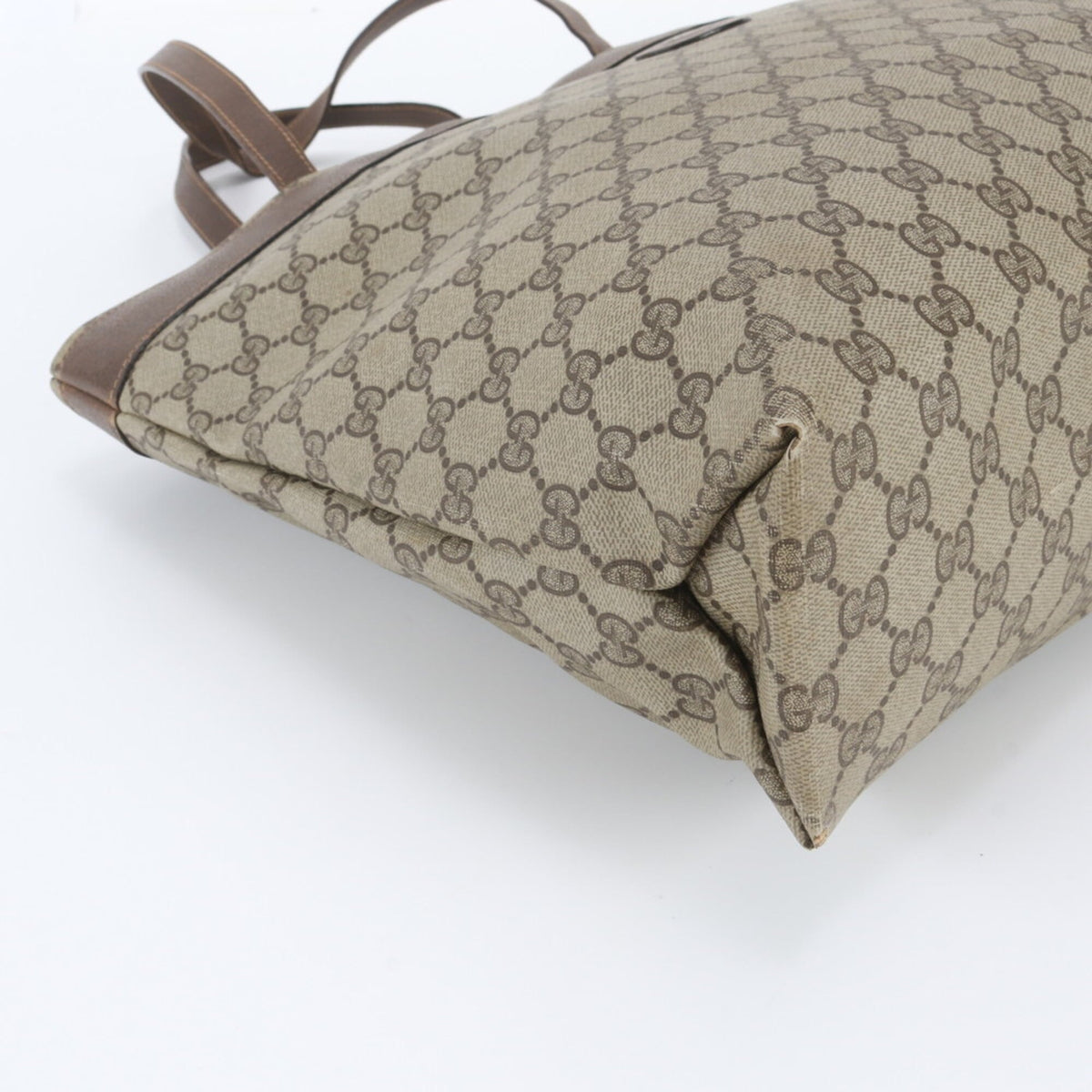 Gucci Brown Leather Coated Canvas Shoulder Bag Tote Bag (Pre-Owned)