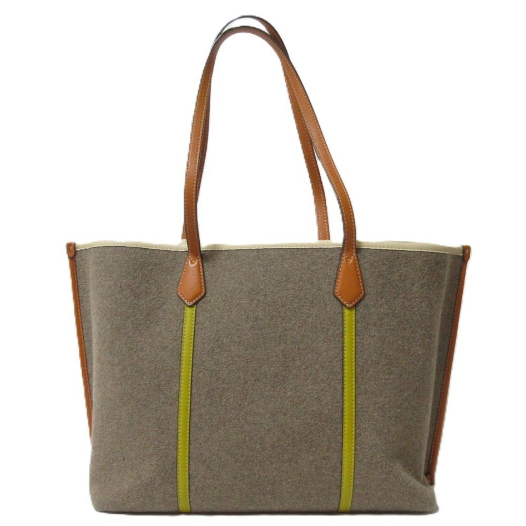 Tory Burch Brown Grayish Yellow Shoulder Bag Tote Bag (Pre-Owned)