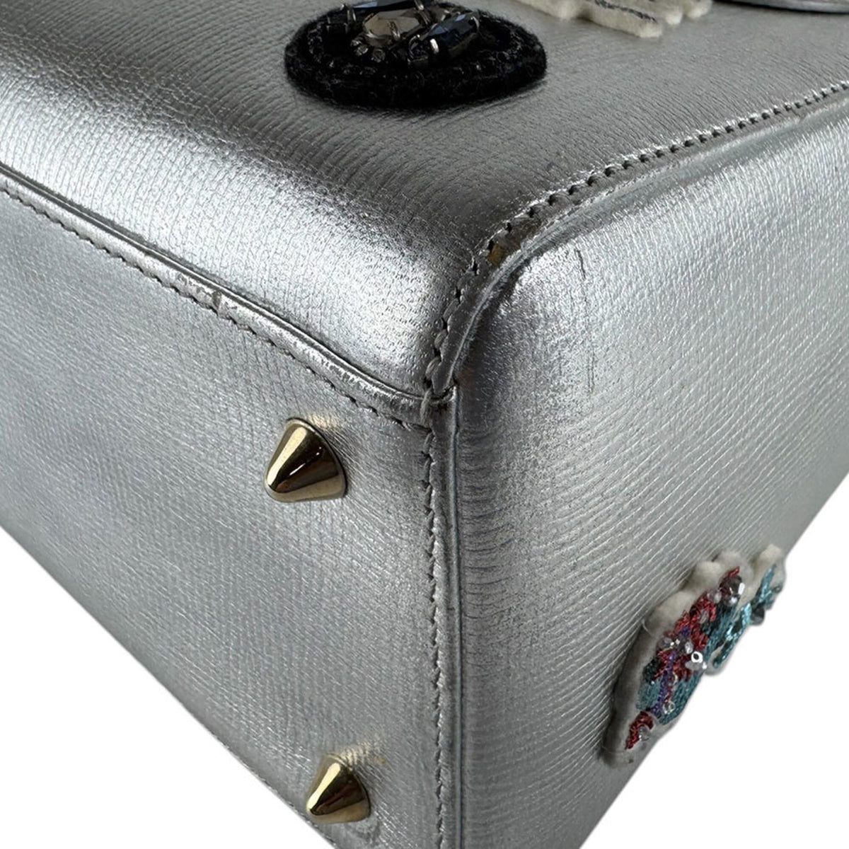 Christian Dior Multi-Color Silver Leather Handbag Shoulder Bag (Pre-Owned)