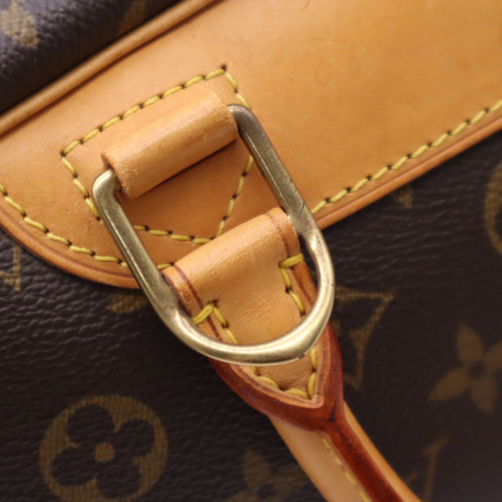 Louis Vuitton Monogram Beige Brown Coated Canvas Leather Handbag (Pre-Owned)