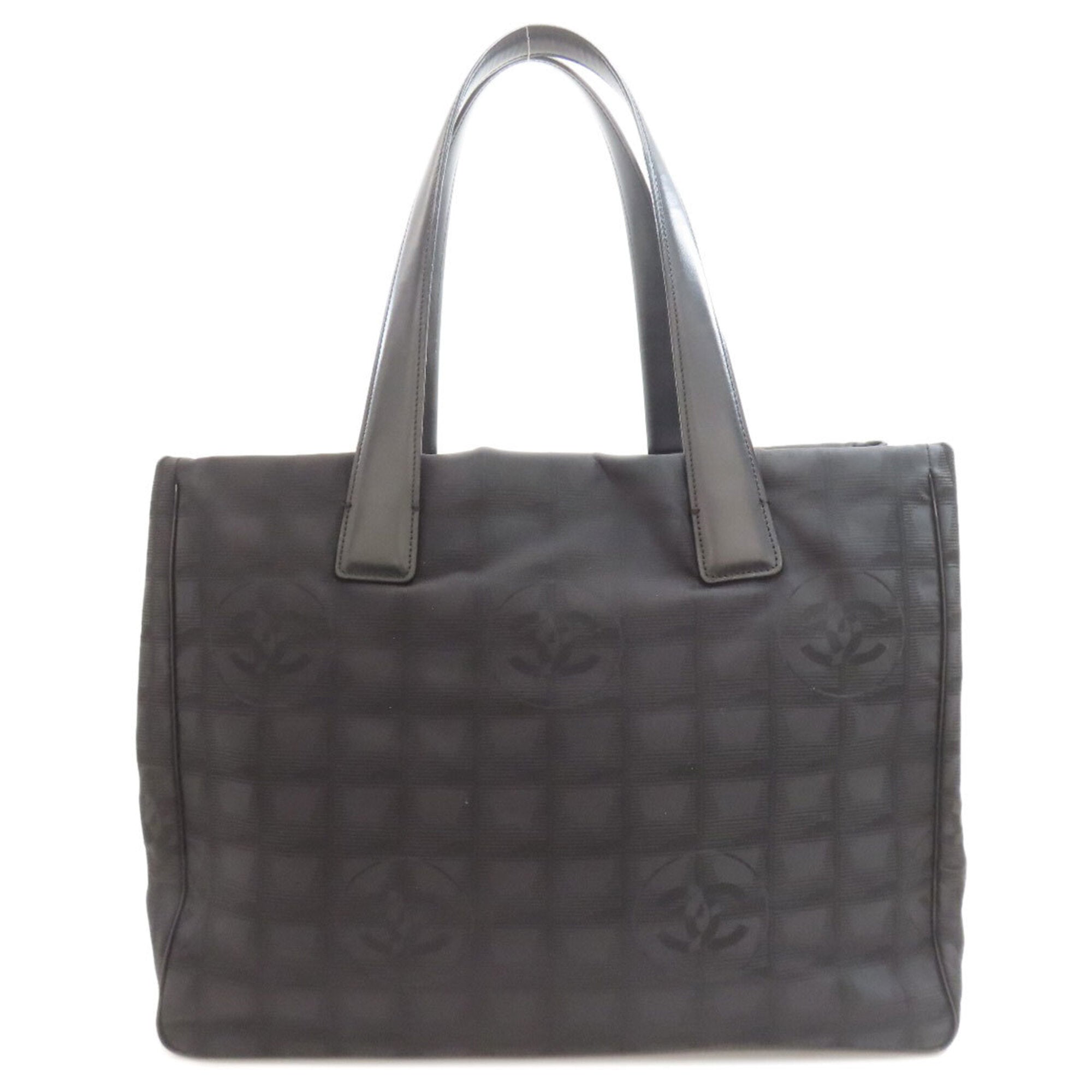 Chanel New Travel Line Black Nylon Jacquard Tote Bag (Pre-Owned)