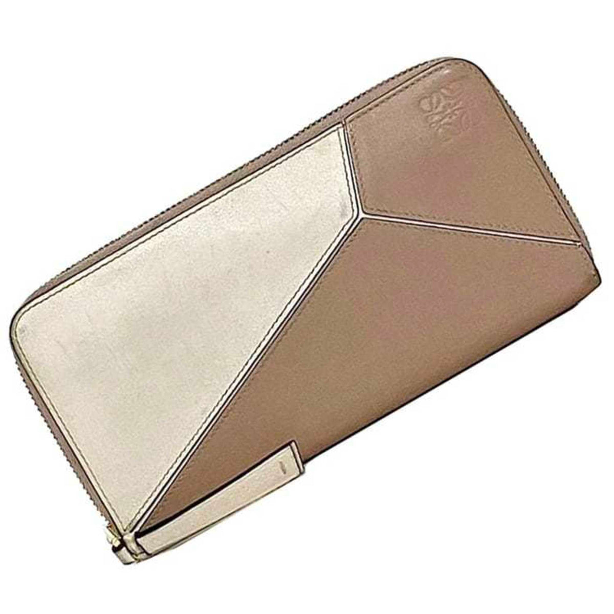 Loewe Pink Beige White Leather Long Wallet (Bi-Fold) (Pre-Owned)