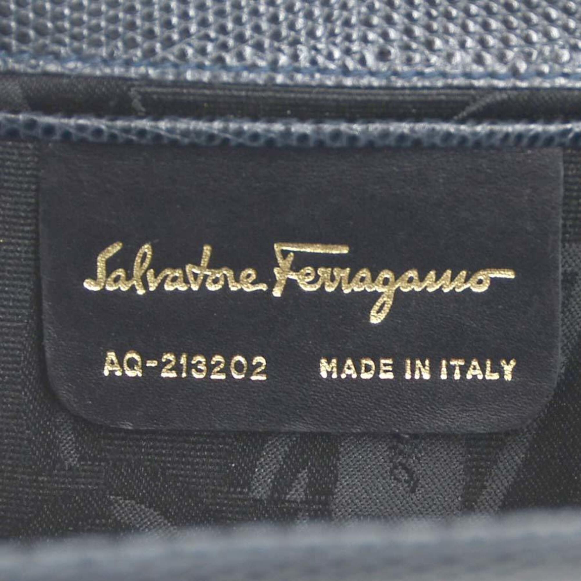 Salvatore Ferragamo Navy Leather Shoulder Bag (Pre-Owned)