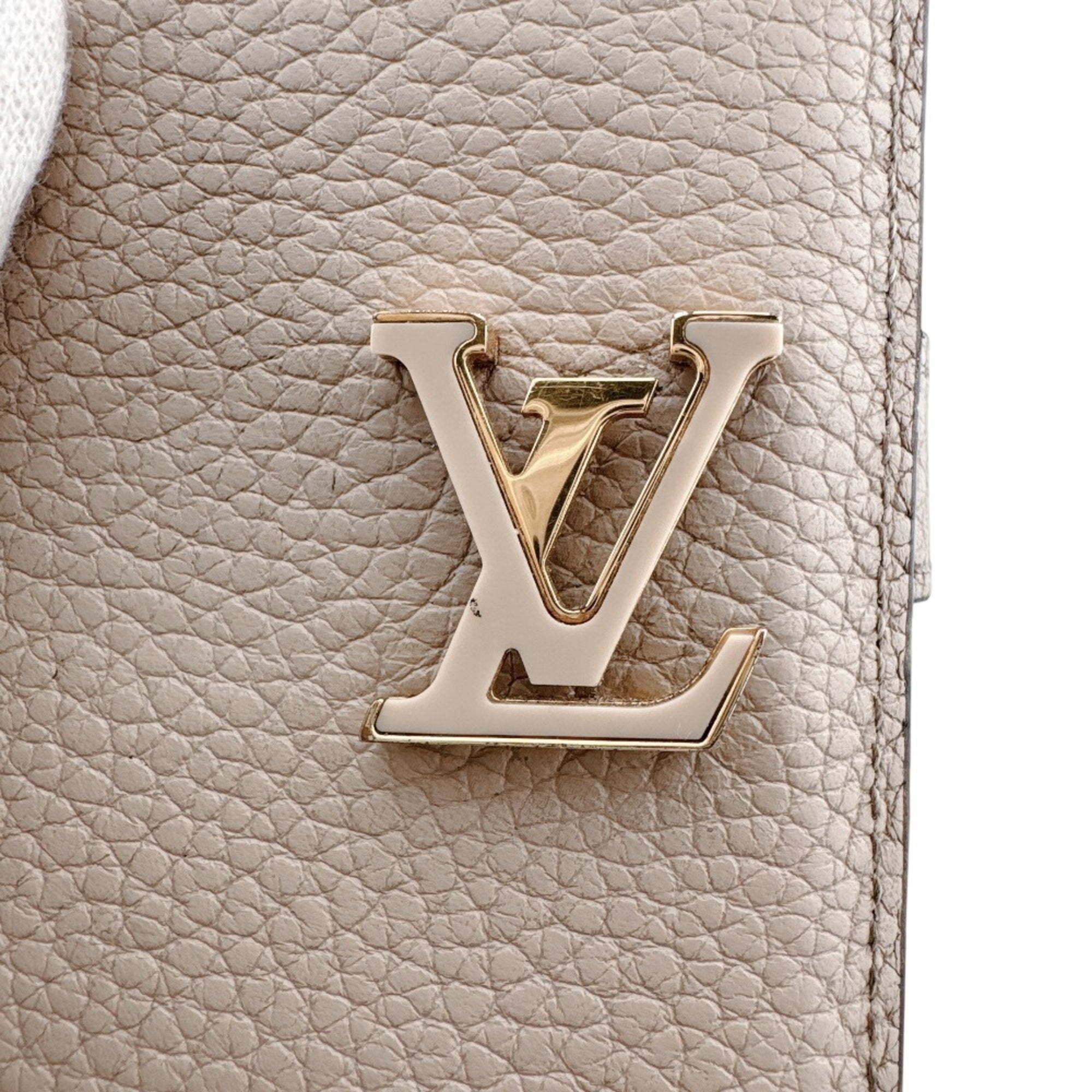 Louis Vuitton Taurillon Beige Leather Long Wallet (Bi-Fold) (Pre-Owned)