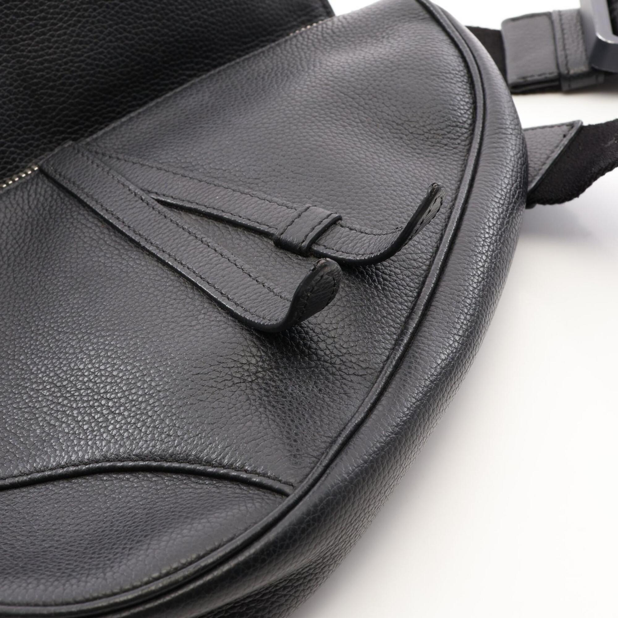 Christian Dior Black Leather Handbag Saddle Bag Sling Bag (Pre-Owned)
