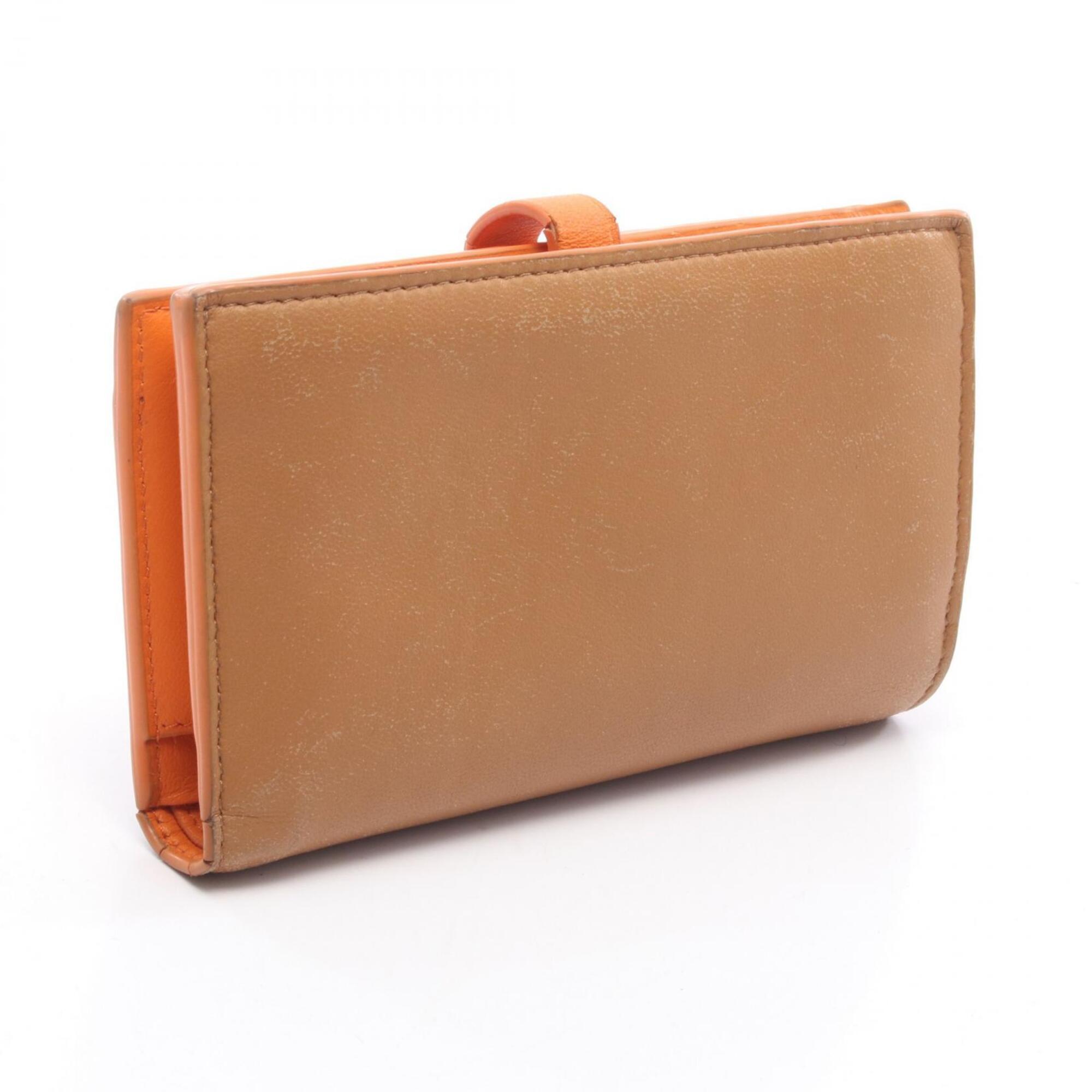 Bottega Veneta Brown Orange Leather Wallet (Bi-Fold) (Pre-Owned)