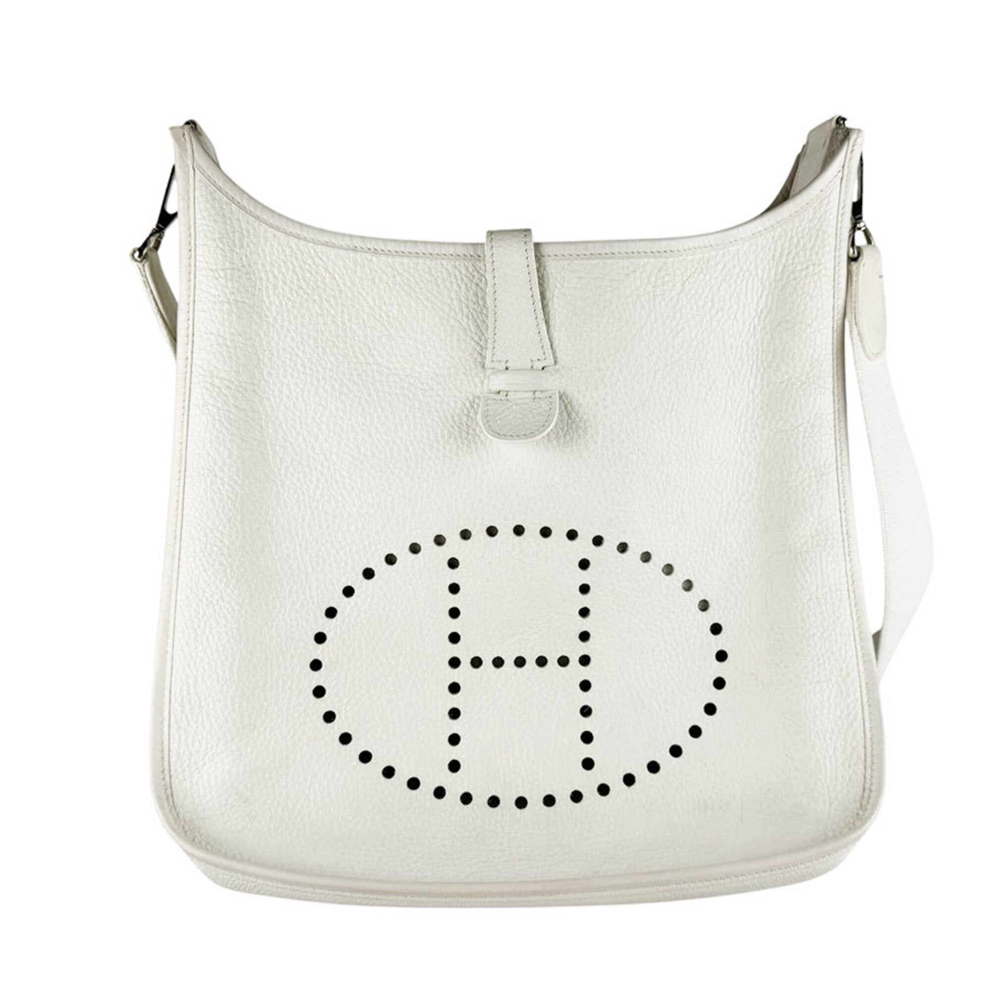 Hermes White Taurillon Clemence Leather Shoulder Bag (Pre-Owned)