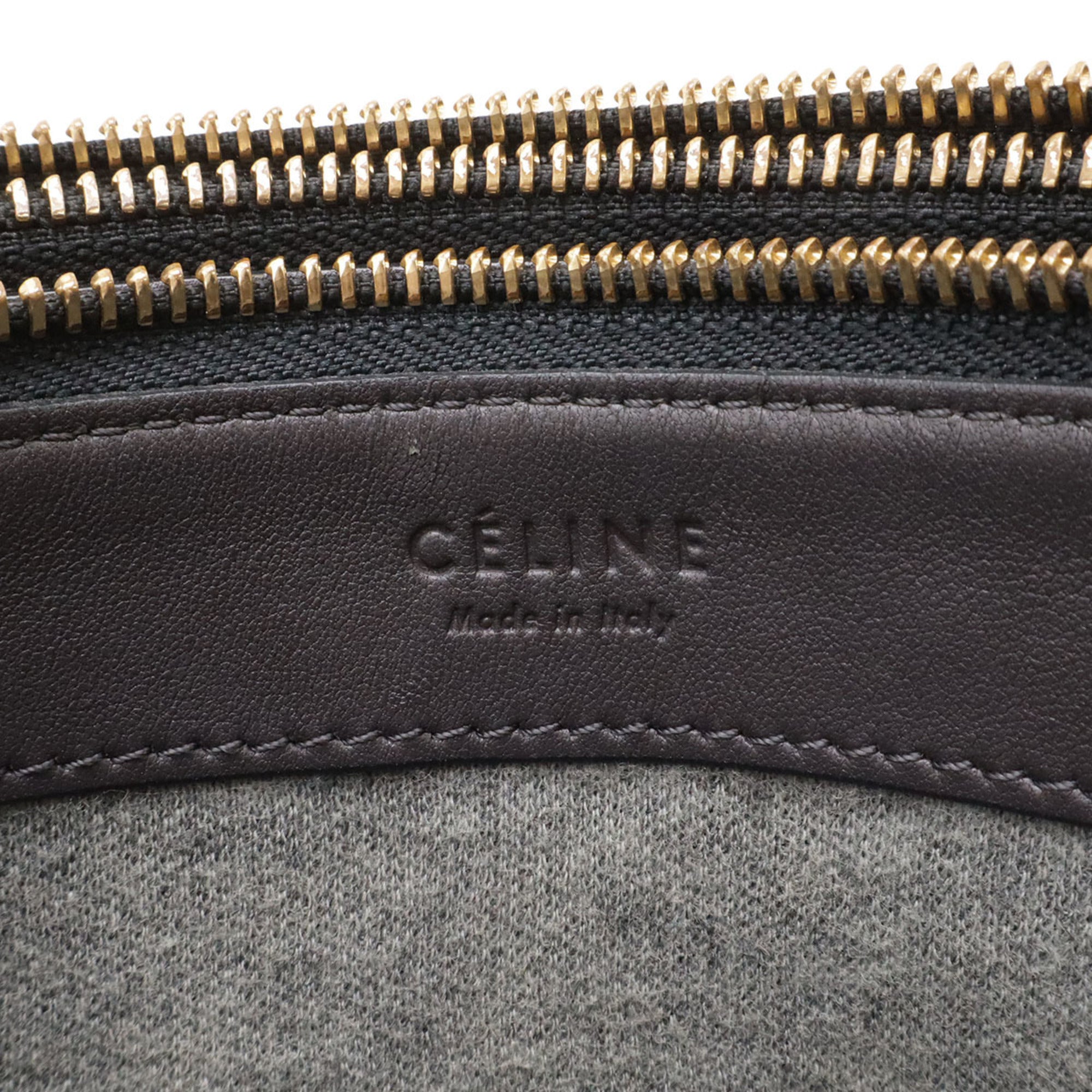 Celine Gray Leather Handbag Pochette Shoulder Bag (Pre-Owned)