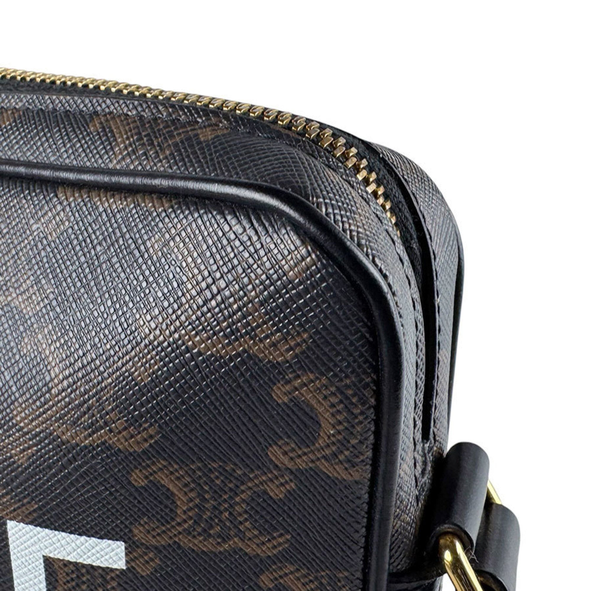 Celine Black Brown Coated Canvas Messenger Bag Shoulder Bag (Pre-Owned)