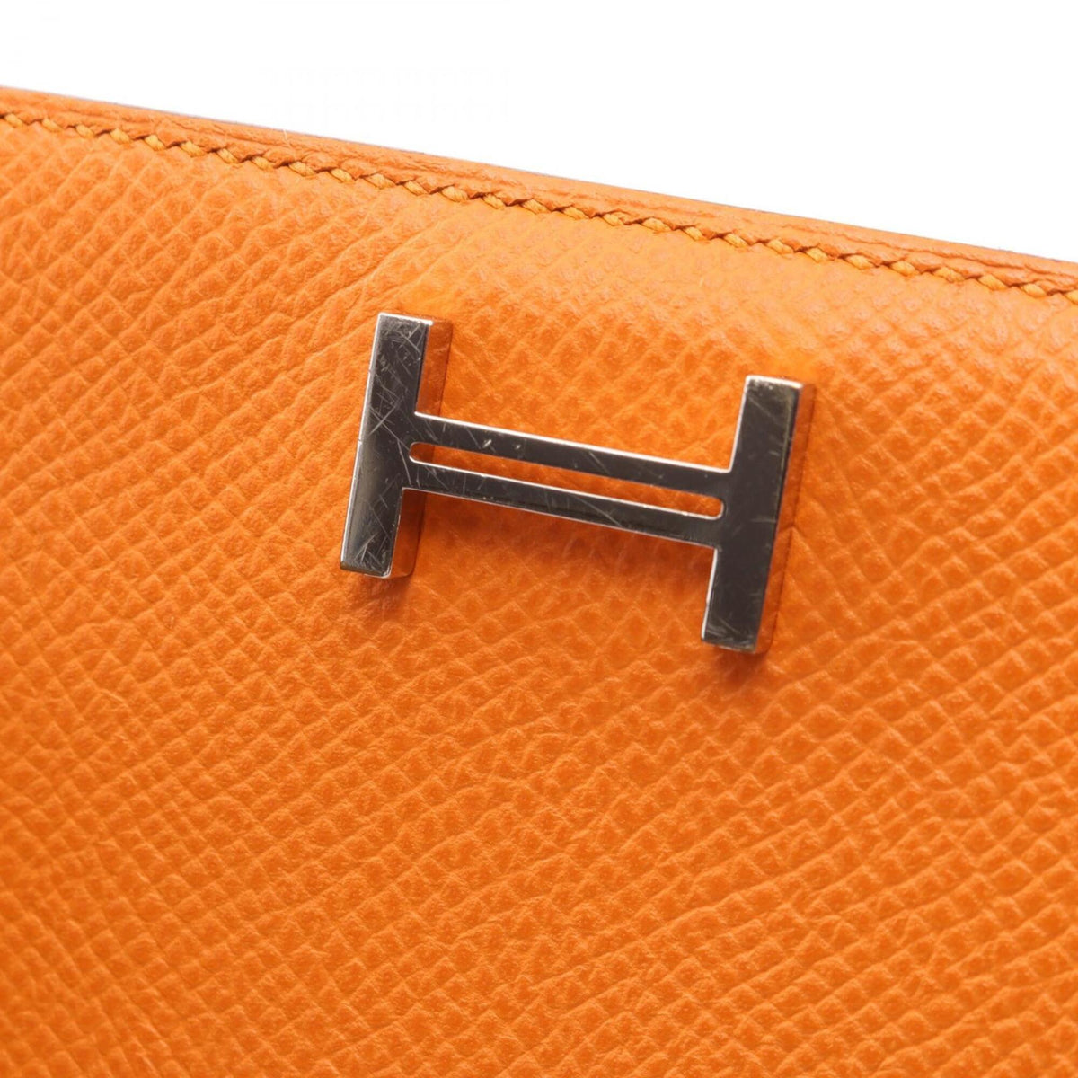 Hermes Orange Pink Epsom Leather Long Wallet (Bi-Fold) (Pre-Owned)