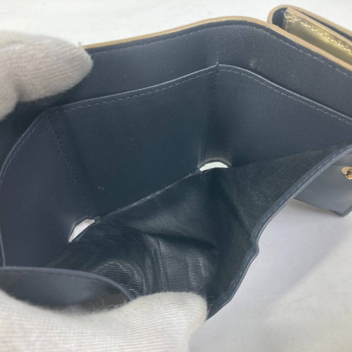 Christian Dior Gold Leather Wallet (Tri-Fold) (Pre-Owned)