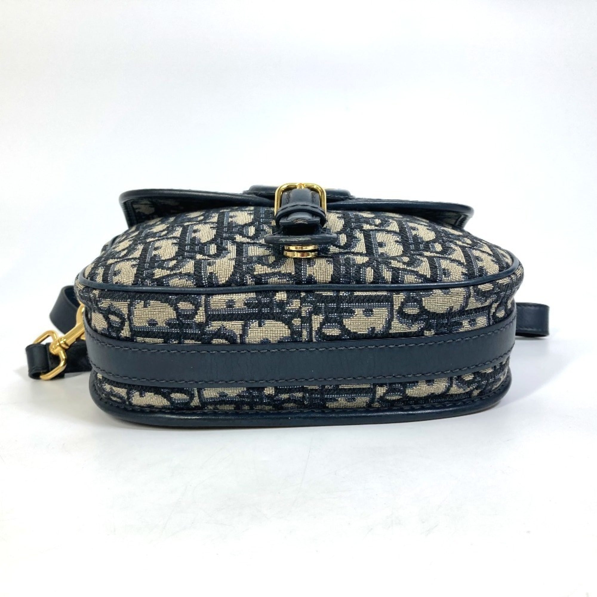 Christian Dior Navy Canvas Leather Pochette Shoulder Bag (Pre-Owned)