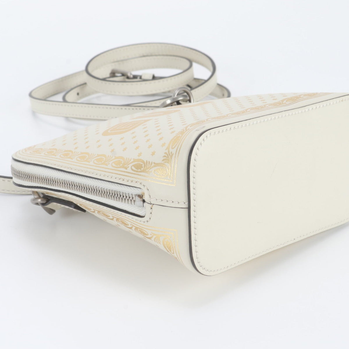 Gucci Gold Ivory Leather Shoulder Bag (Pre-Owned)