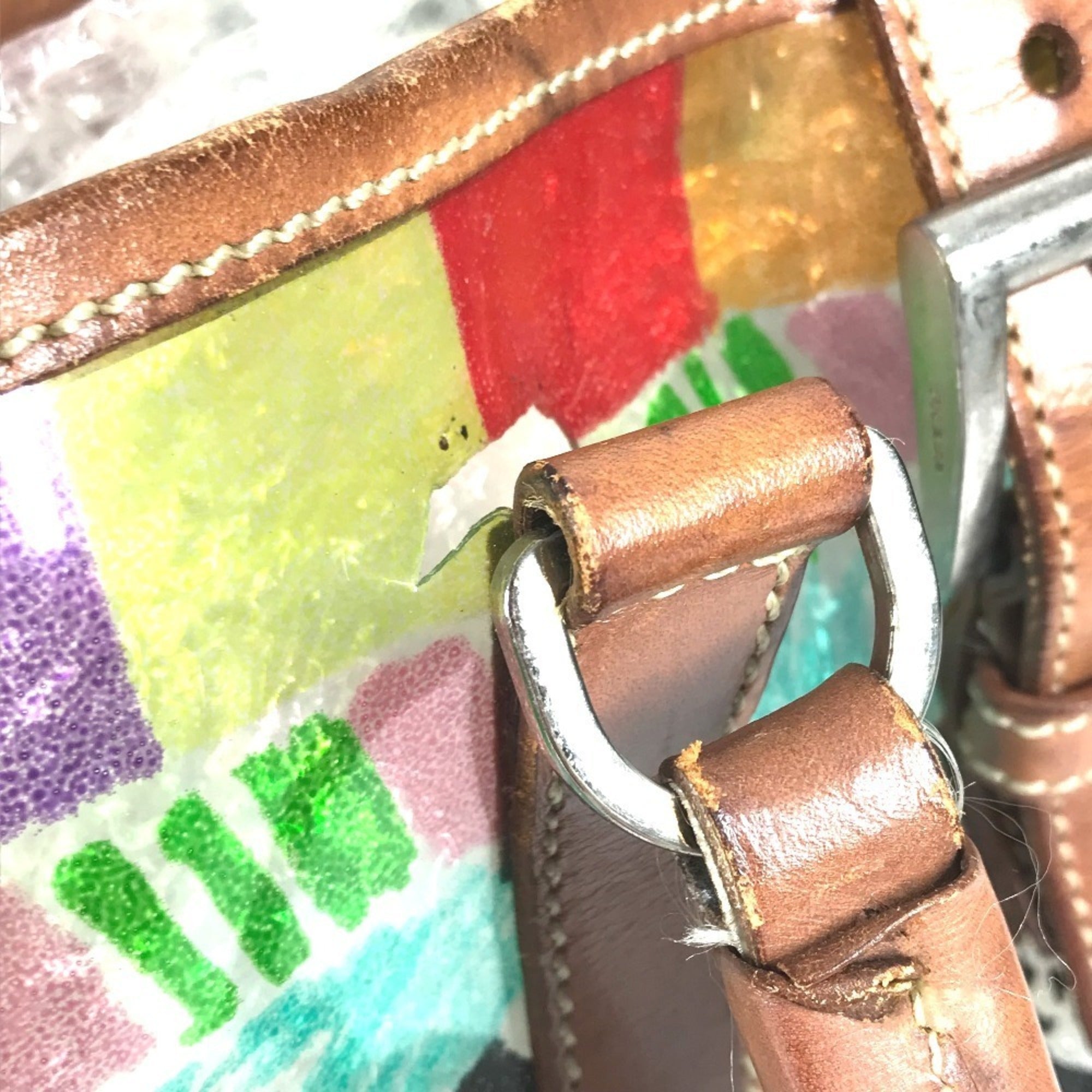 Prada Multi-Color Vinyl Shoulder Bag Tote Bag (Pre-Owned)